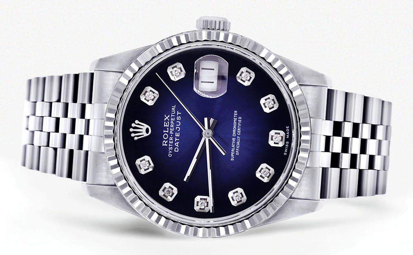 Womens Rolex Datejust Watch 16200 | Fluted Bezel | 36Mm | Blue Black Dial | Fluted Bezel | Jubilee Band - Image 2