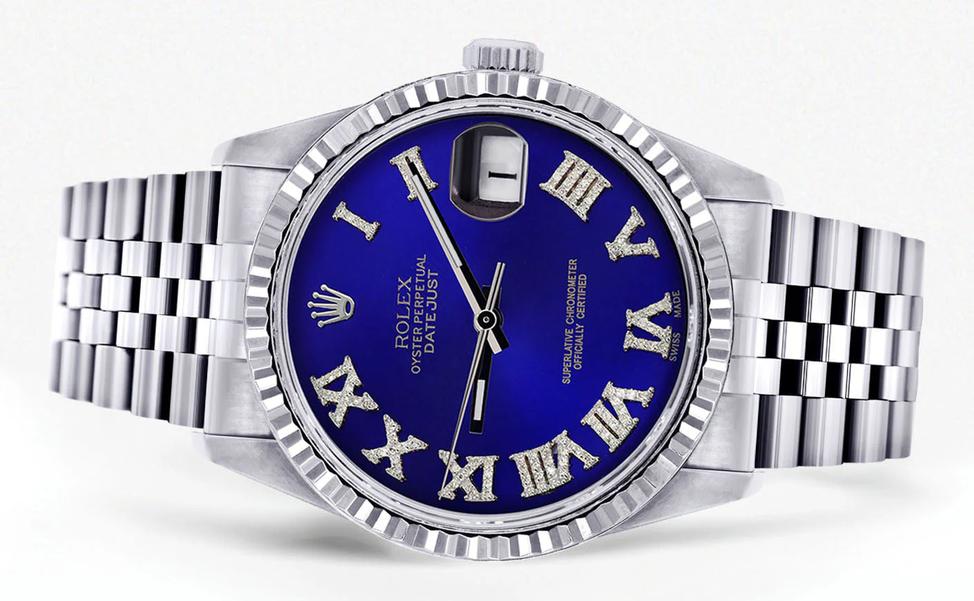 Womens Rolex Datejust Watch 16200 | Fluted Bezel | 36Mm | Blue Roman Numeral Dial | Fluted Bezel | Jubilee Band - Image 2