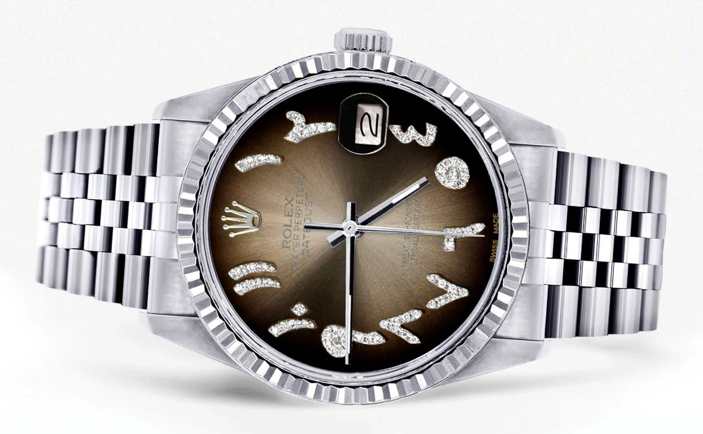 Womens Rolex Datejust Watch 16200 | Fluted Bezel | 36Mm | Brown Arabic Dial | Fluted Bezel | Jubilee Band - Image 2