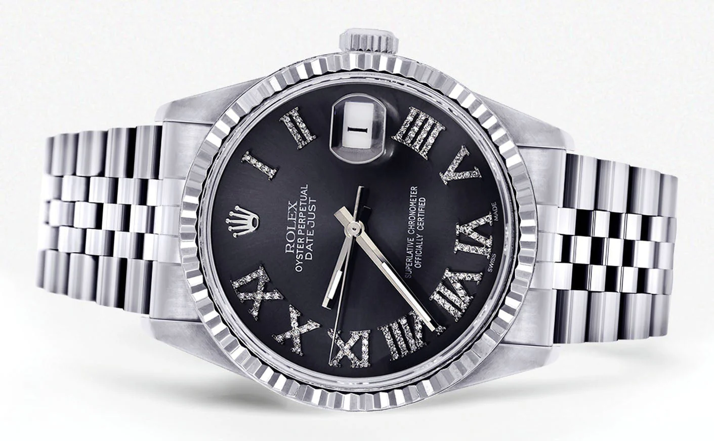 Womens Rolex Datejust Watch 16200 | Fluted Bezel | 36Mm | Chrome Roman Numeral Dial | Fluted Bezel | Jubilee Band - Image 2