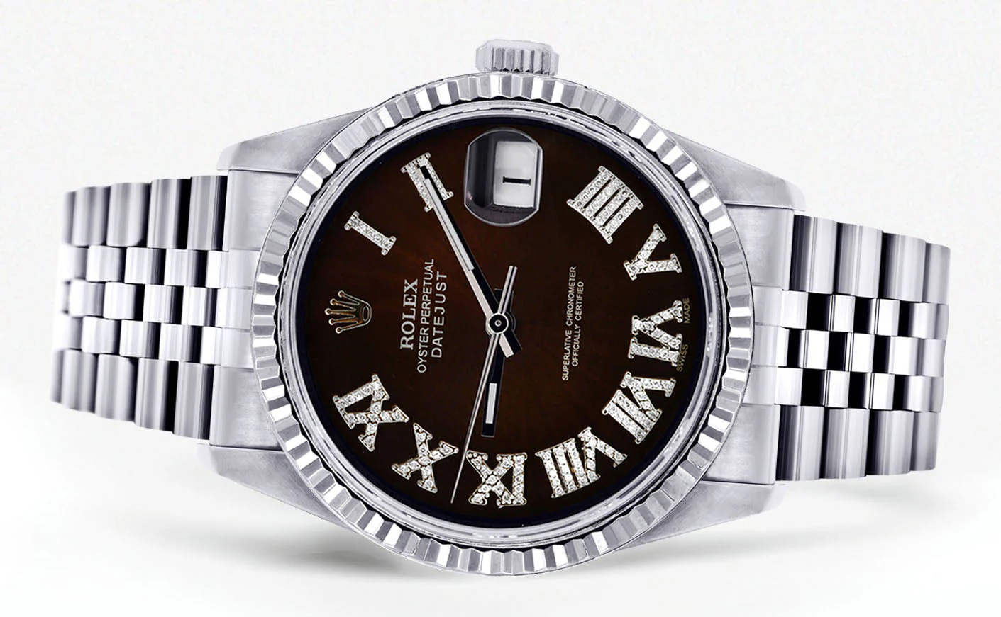 Womens Rolex Datejust Watch 16200 | Fluted Bezel | 36Mm | Dark Brown Roman Numeral Dial | Fluted Bezel | Jubilee Band - Image 2