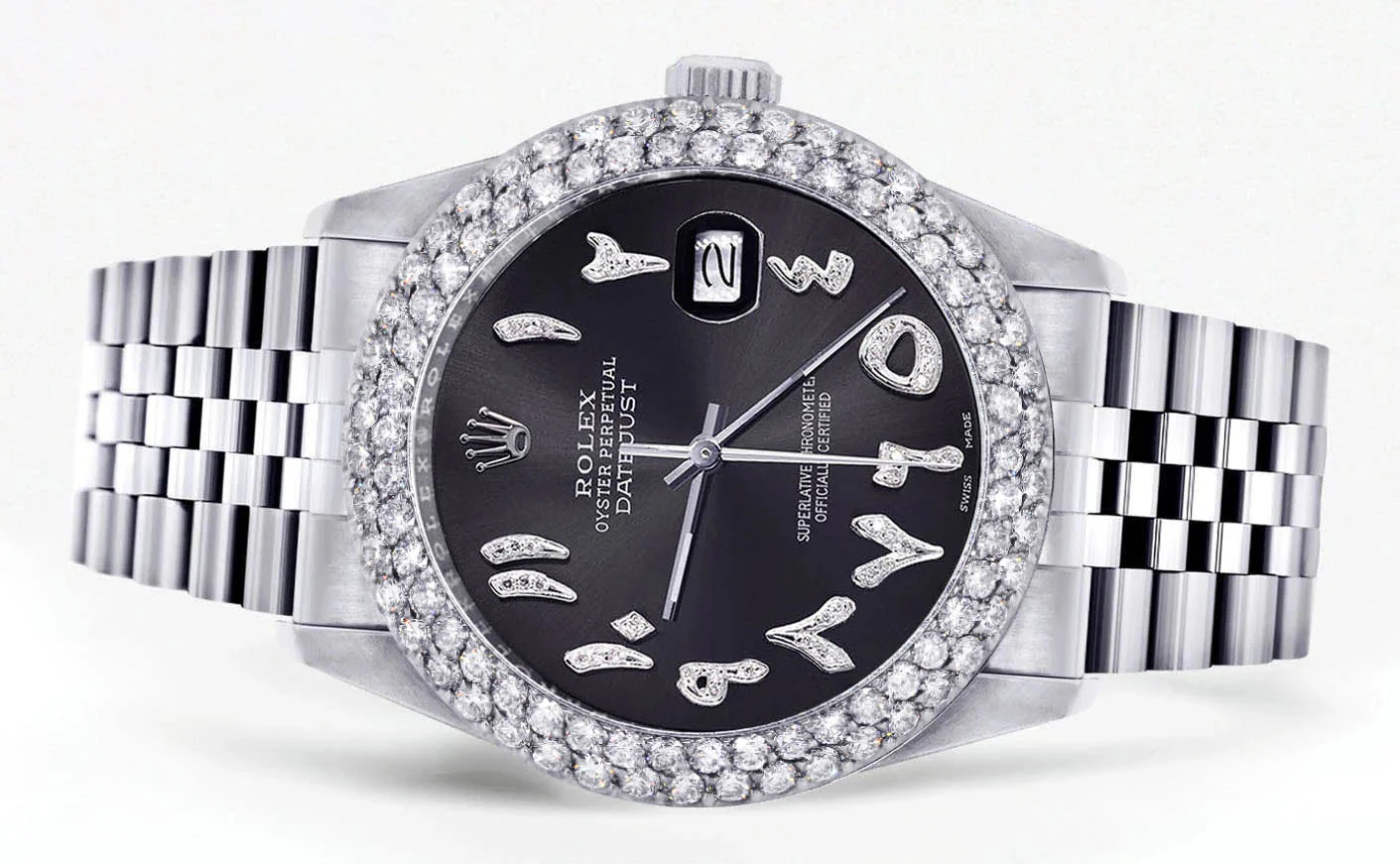 Womens Rolex Datejust Watch 16200 | 36Mm | Diamond Black Arabic Numeral Dial | Two Row 4.25 Carat Bezel | Jubilee Band - Image 2