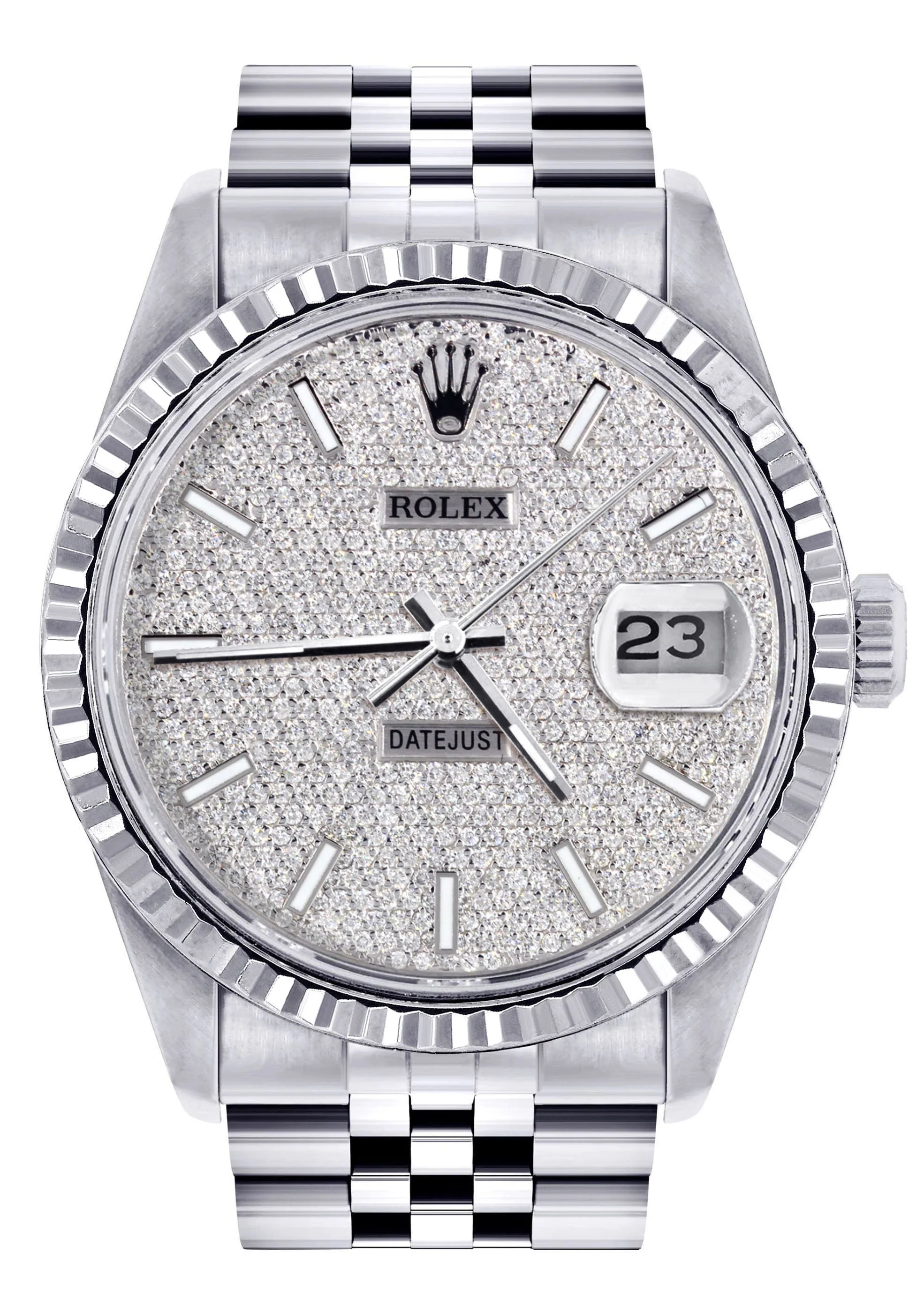 Womens Rolex Datejust Watch 16200 | Fluted Bezel | 36Mm | Diamond Dial | Fluted Bezel | Jubilee Band