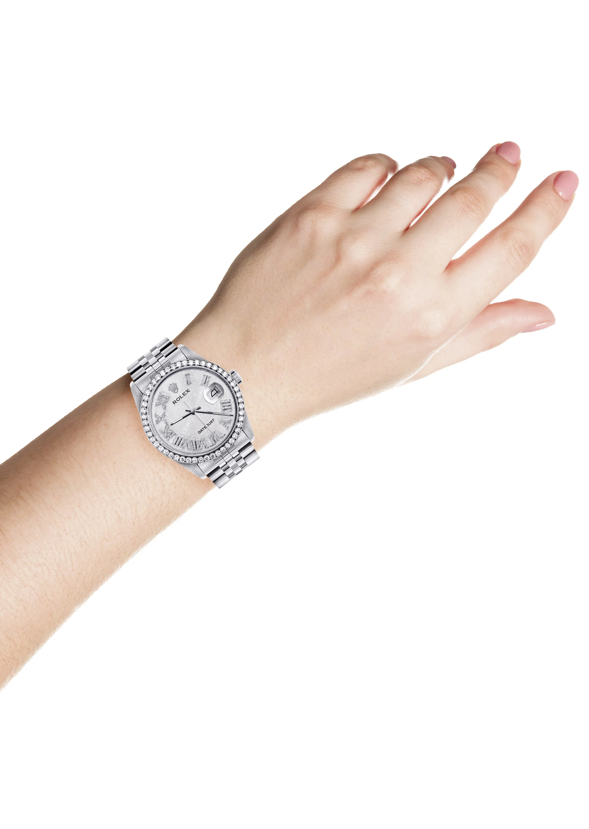 Womens Rolex Datejust Watch 16200 | 36Mm | Diamond Rolex Textured Roman Numeral Dial | Jubilee Band - Image 5