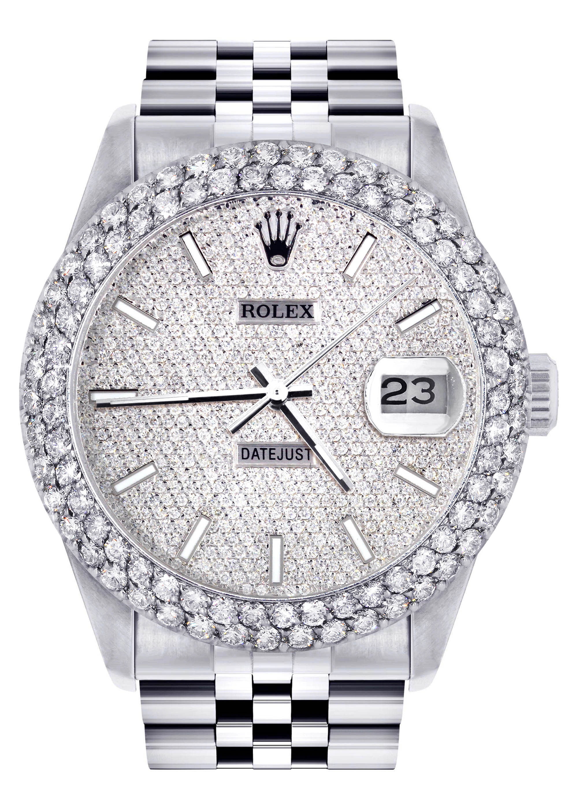 Womens Rolex Datejust Watch 16200 | 36Mm | Full Diamond Dial | Two Row 4.25 Carat Bezel | Jubilee Band
