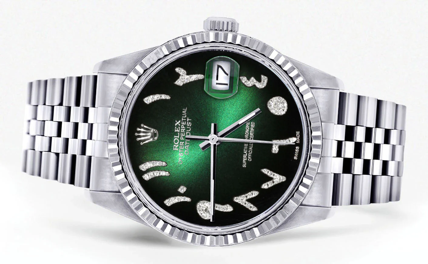 Womens Rolex Datejust Watch 16200 | Fluted Bezel | 36Mm | Green Black Arabic Dial | Fluted Bezel | Jubilee Band - Image 2