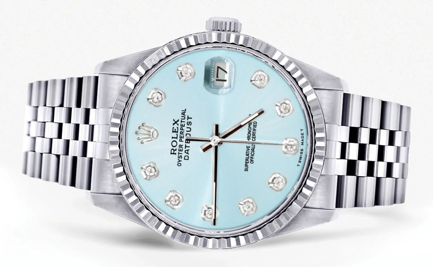 Womens Rolex Datejust Watch 16200 | Fluted Bezel | 36Mm | Light Blue Dial | Fluted Bezel | Jubilee Band - Image 2