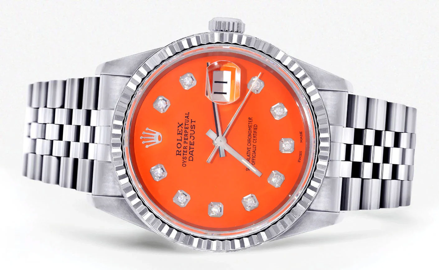Womens Rolex Datejust Watch 16200 | Fluted Bezel | 36Mm | Orange Dial | Fluted Bezel | Jubilee Band - Image 2