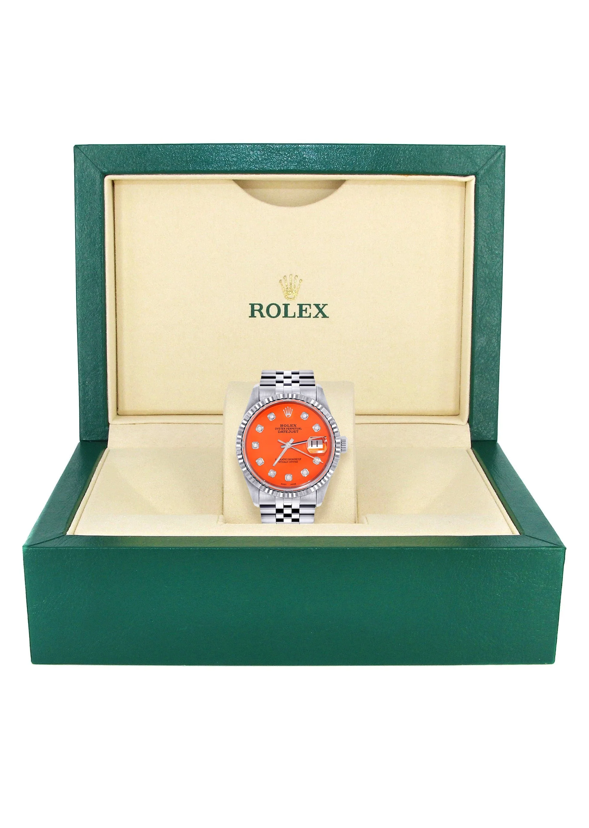 Womens Rolex Datejust Watch 16200 | Fluted Bezel | 36Mm | Orange Dial | Fluted Bezel | Jubilee Band - Image 5
