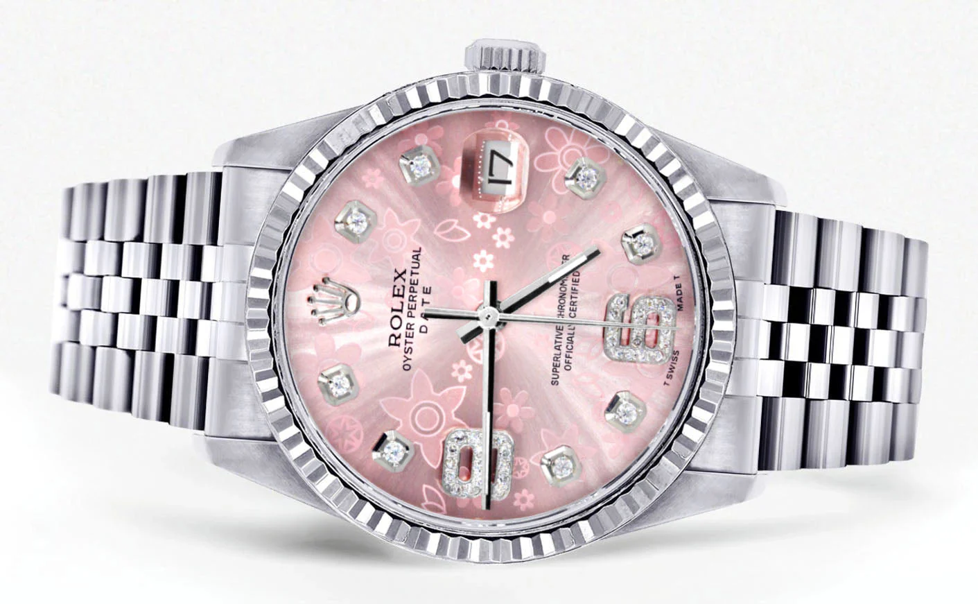 Womens Rolex Datejust Watch 16200 | Fluted Bezel | 36Mm | Pink Flower Dial | Fluted Bezel | Jubilee Band - Image 2