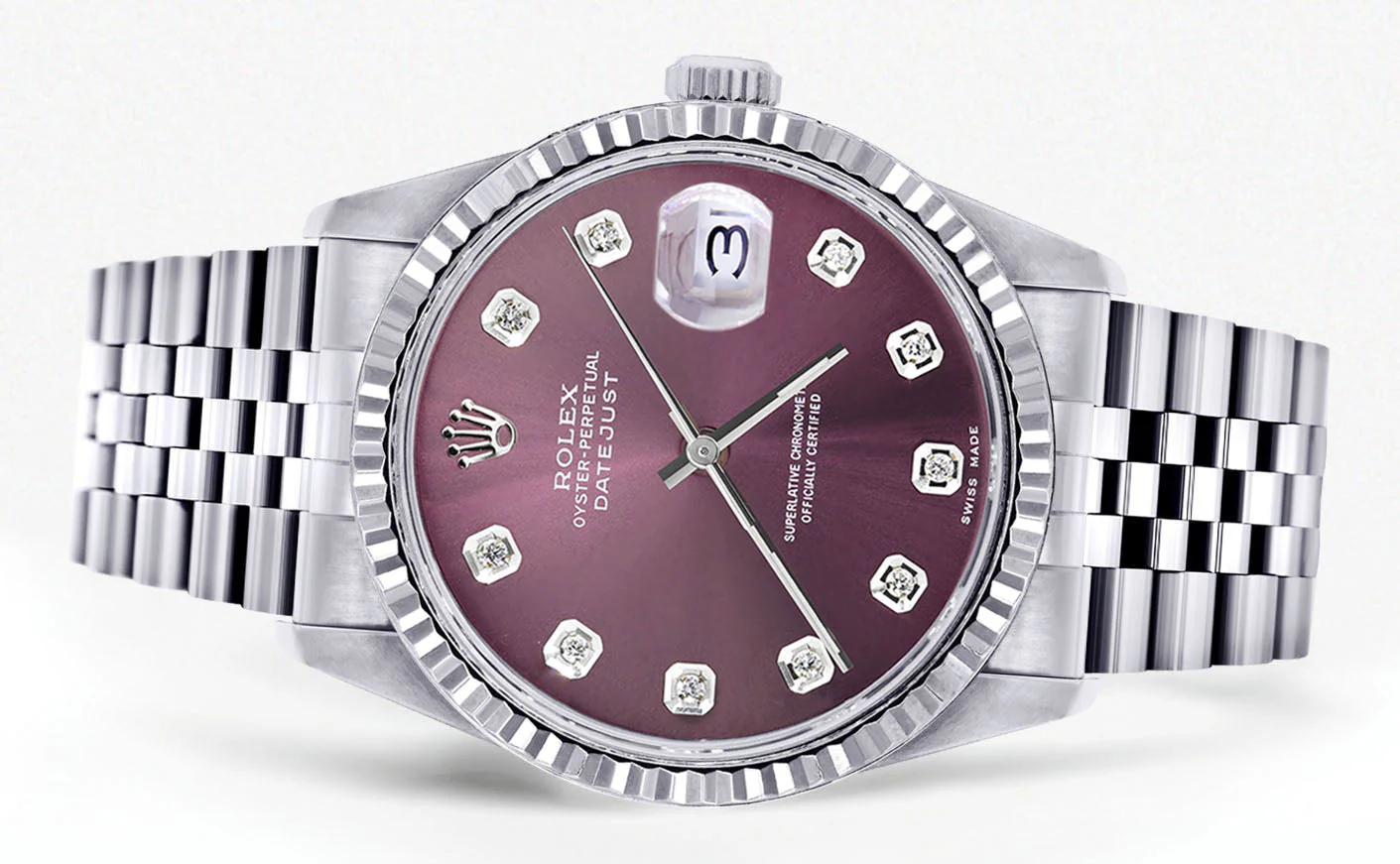 Womens Rolex Datejust Watch 16200 | 36Mm | Purple Dial | Fluted Bezel | Jubilee Band - Image 2