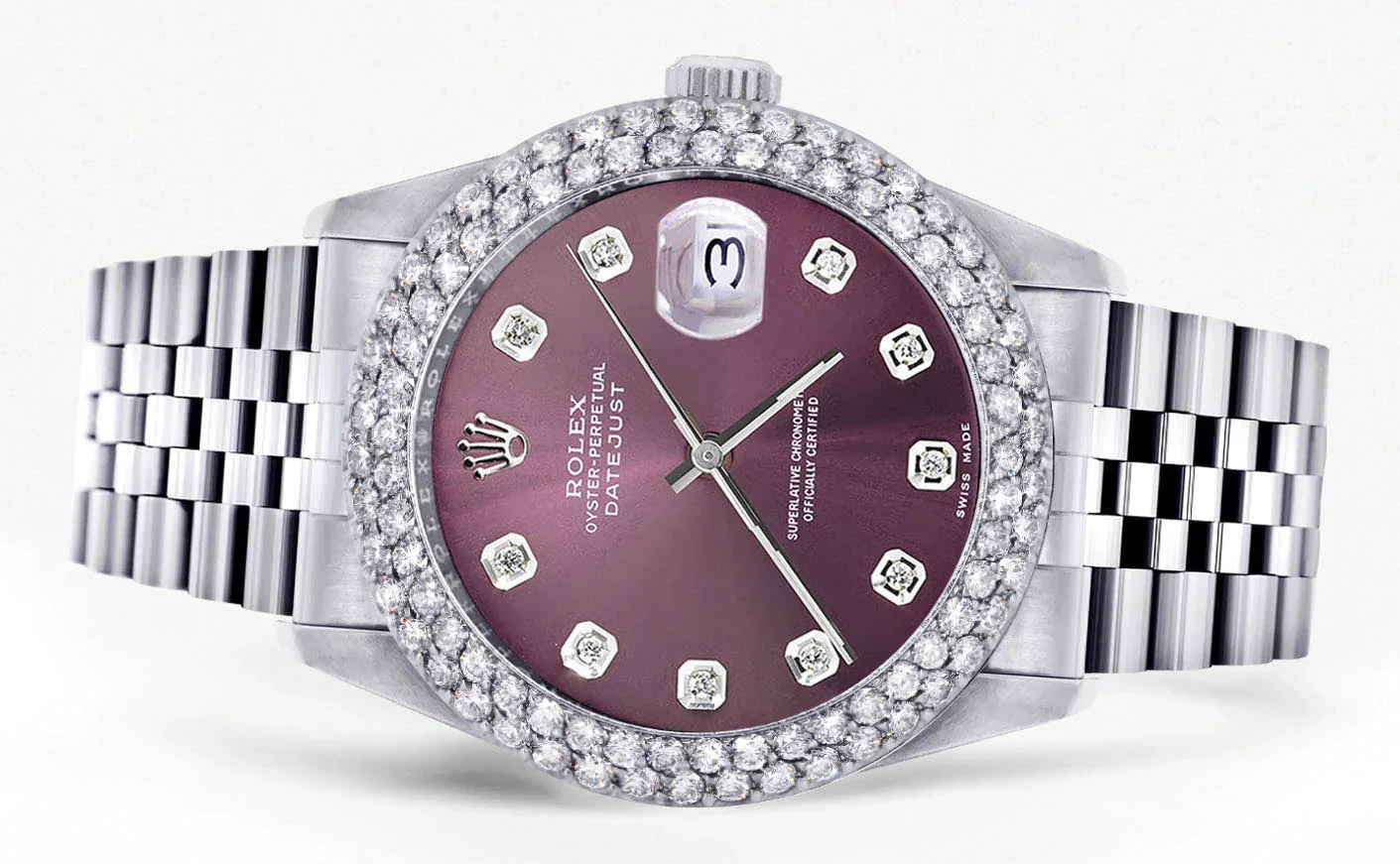Womens Rolex Datejust Watch 16200 | 36Mm | Purple Dial | Two Row 4.25 Carat Bezel | Jubilee Band - Image 2