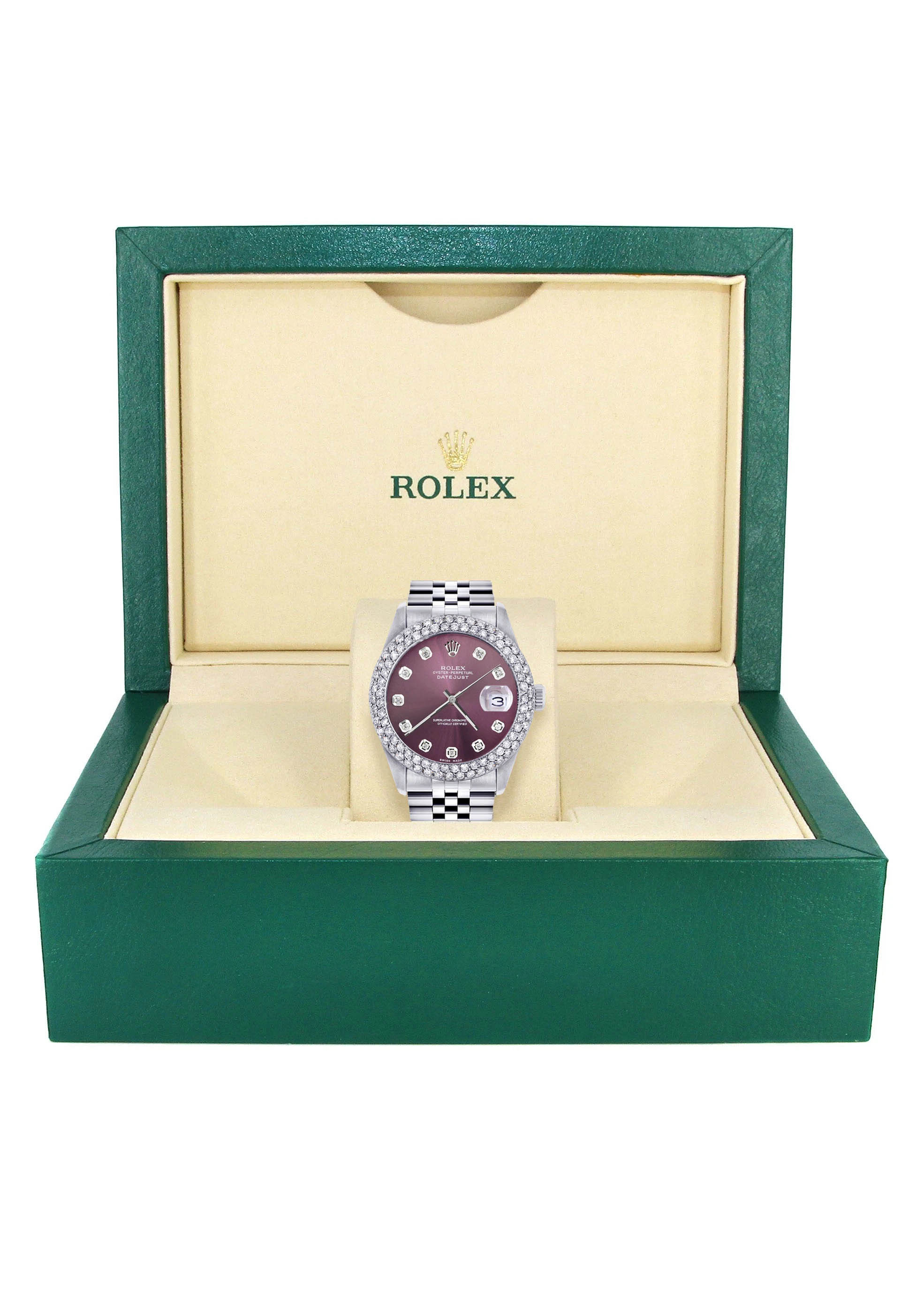 Womens Rolex Datejust Watch 16200 | 36Mm | Purple Dial | Two Row 4.25 Carat Bezel | Jubilee Band - Image 5