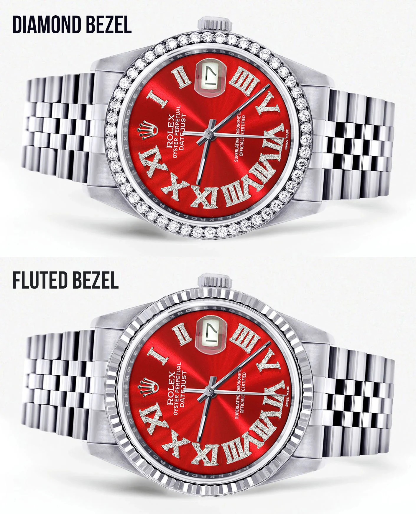 Womens Rolex Datejust Watch 16200 | 36Mm | Red Roman Numeral Dial | Jubilee Band - Image 2