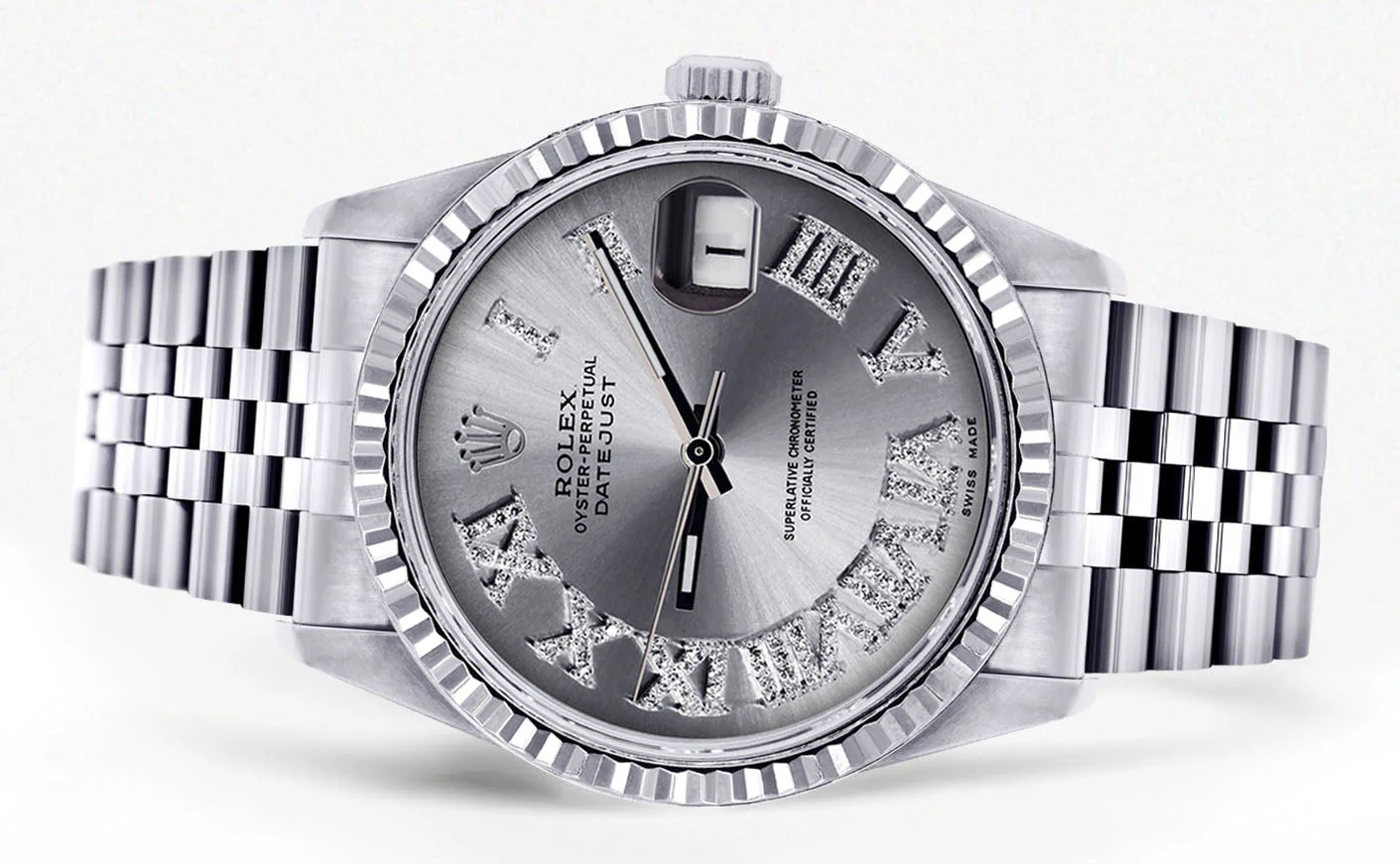 Womens Rolex Datejust Watch 16200 | 36Mm | Silver Roman Numeral Dial | Fluted Bezel | Jubilee Band - Image 2