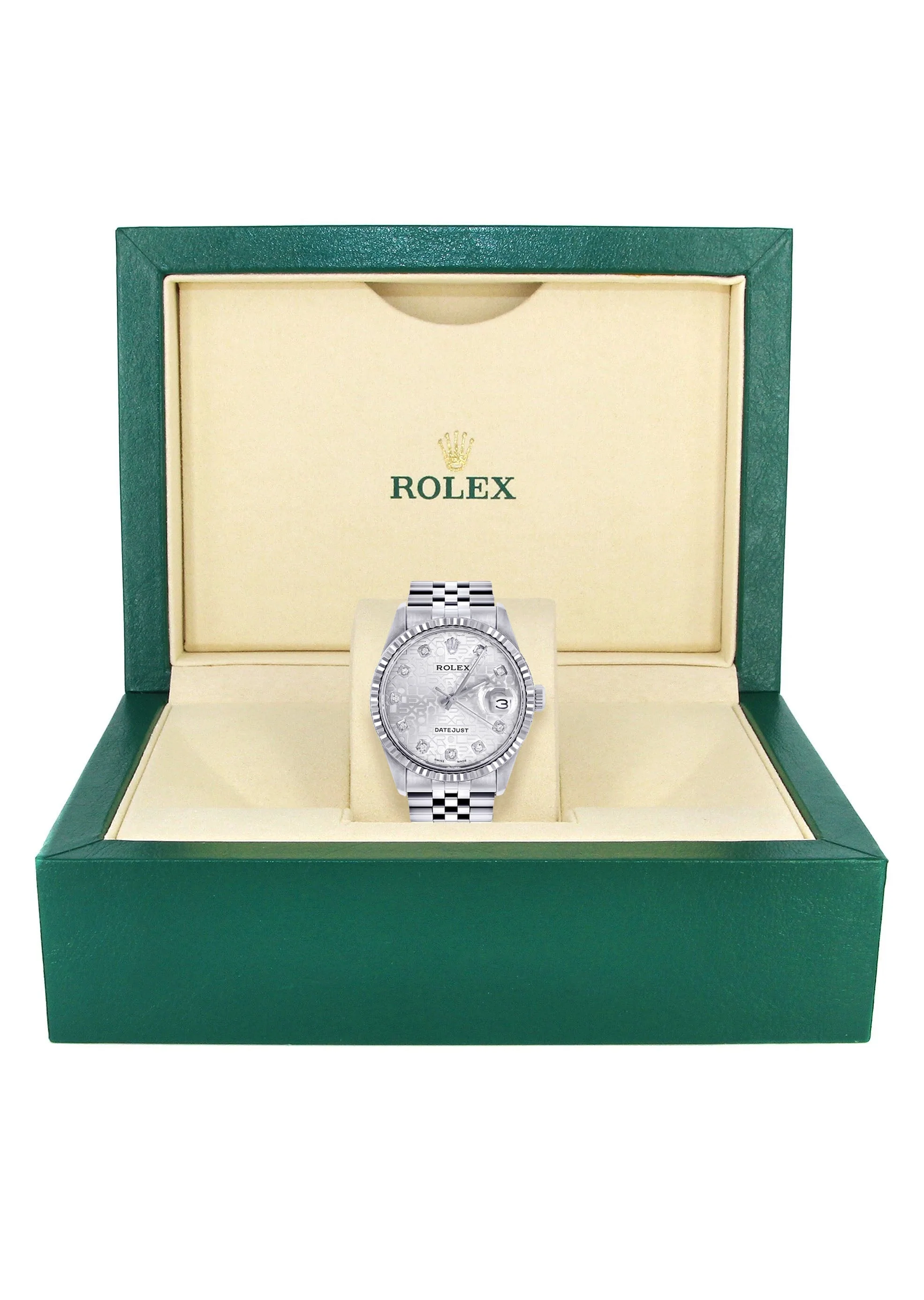Womens Rolex Datejust Watch 16200  | 36Mm | White Texture Dial | Fluted Bezel | Jubilee Band - Image 5
