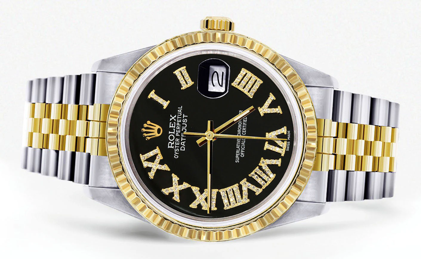 Womens Rolex Datejust Watch | 16233 | 36Mm | Black Roman Numeral | Fluted Bezel | Jubilee Band - Image 2