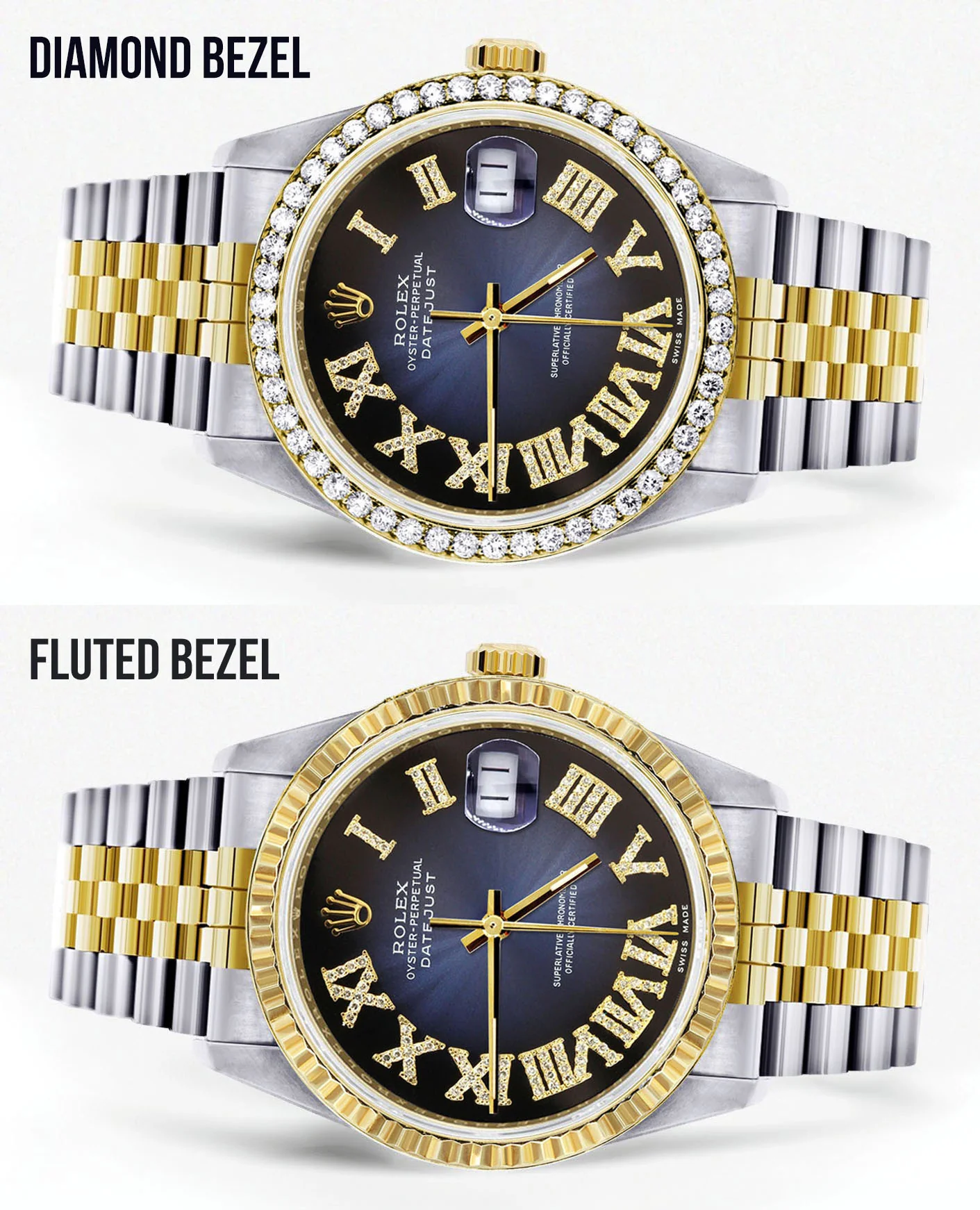 Womens Rolex Datejust Watch 16233 | 36Mm | Blue Black Roman Dial | Jubilee Band - Image 2