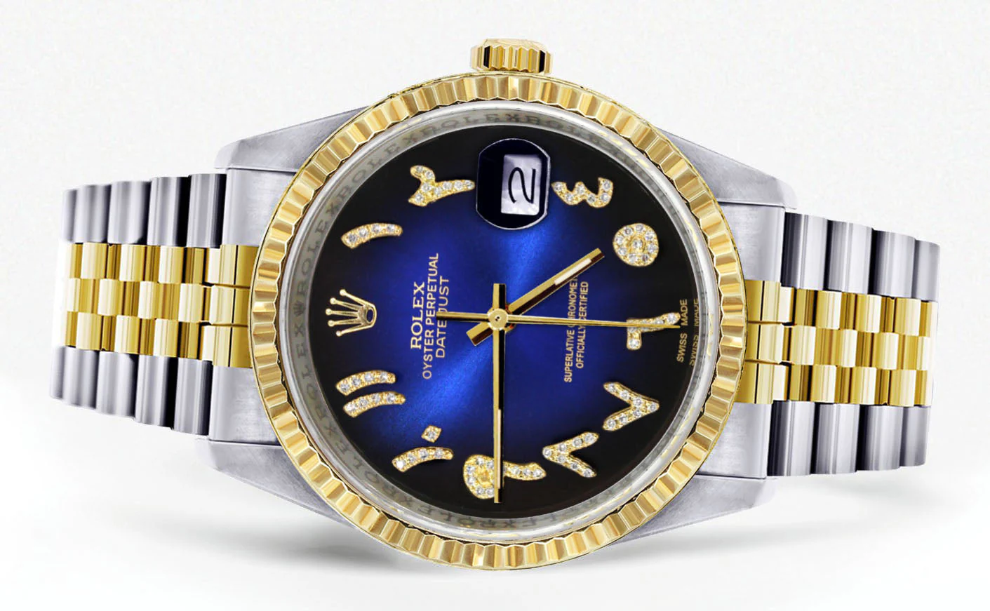 Womens Rolex Datejust Watch 16233 Two Tone | 36Mm | Blue Black Arabic Dial | Fluted Bezel | Jubilee Band - Image 2