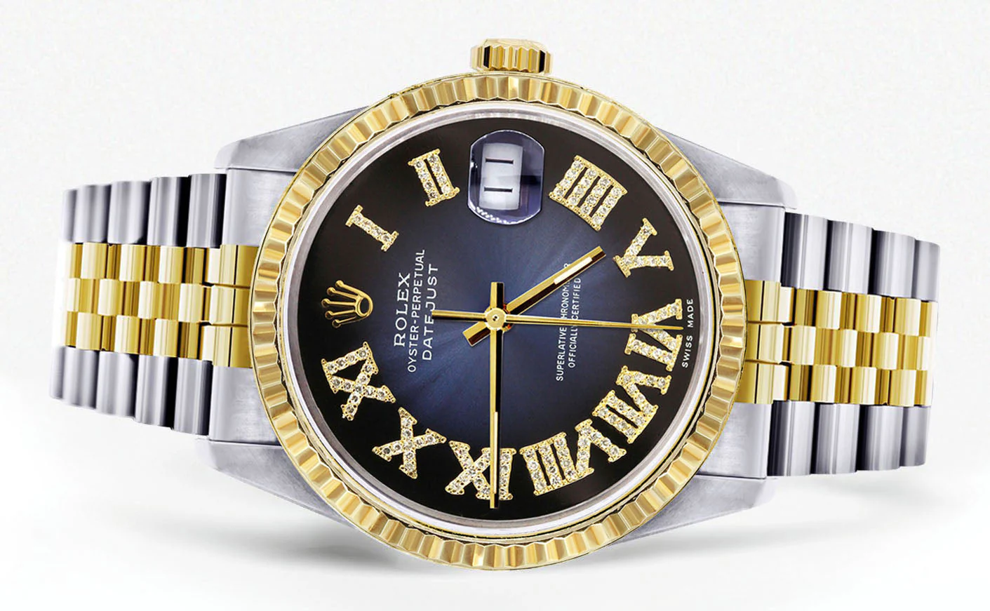 Womens Rolex Datejust Watch 16233 Two Tone | 36Mm | Blue Black Roman Dial | Fluted Bezel | Jubilee Band - Image 2