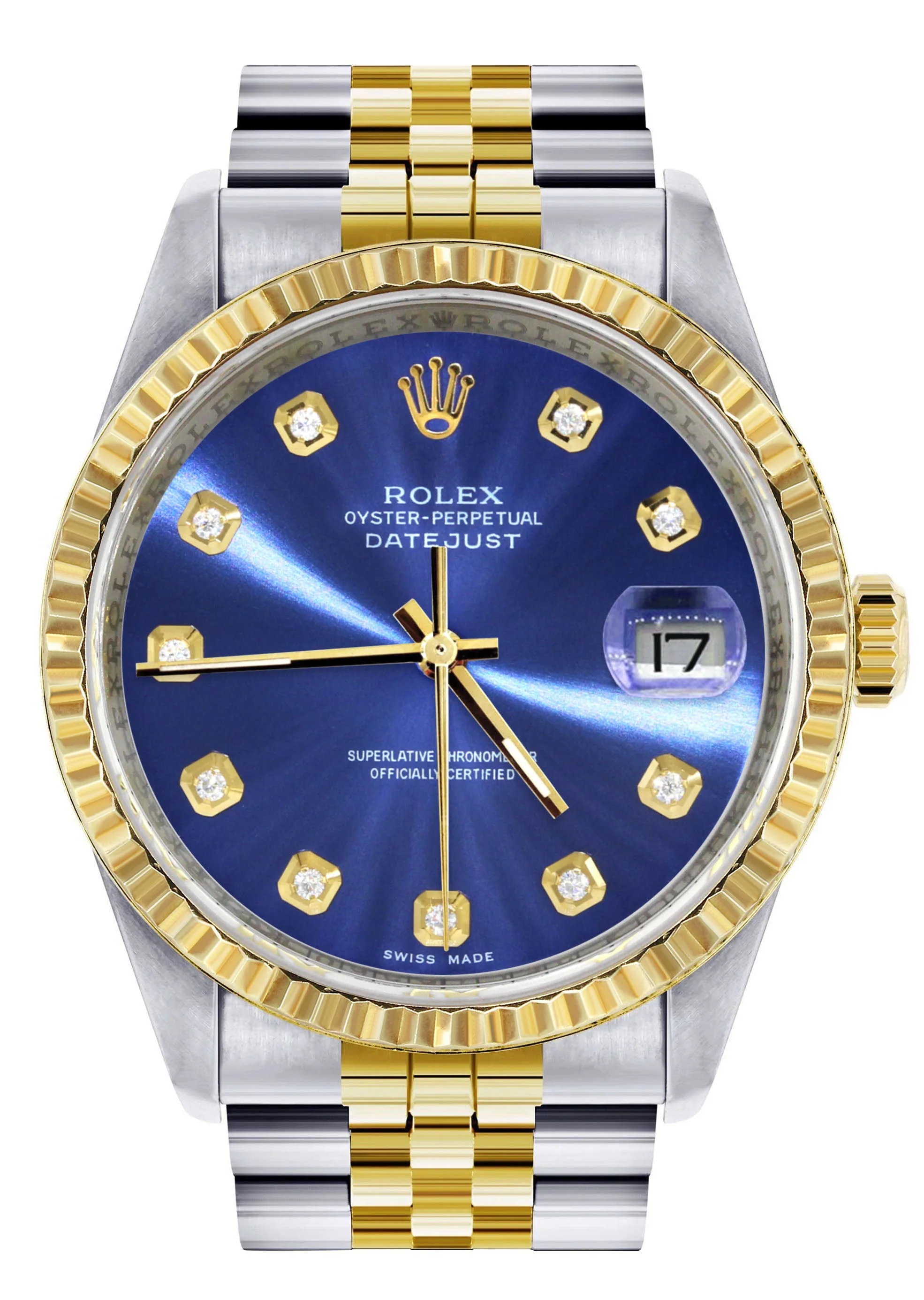 Womens Rolex Datejust Watch 16233 Two Tone | 36Mm | Blue Dial | Fluted Bezel | Jubilee Band
