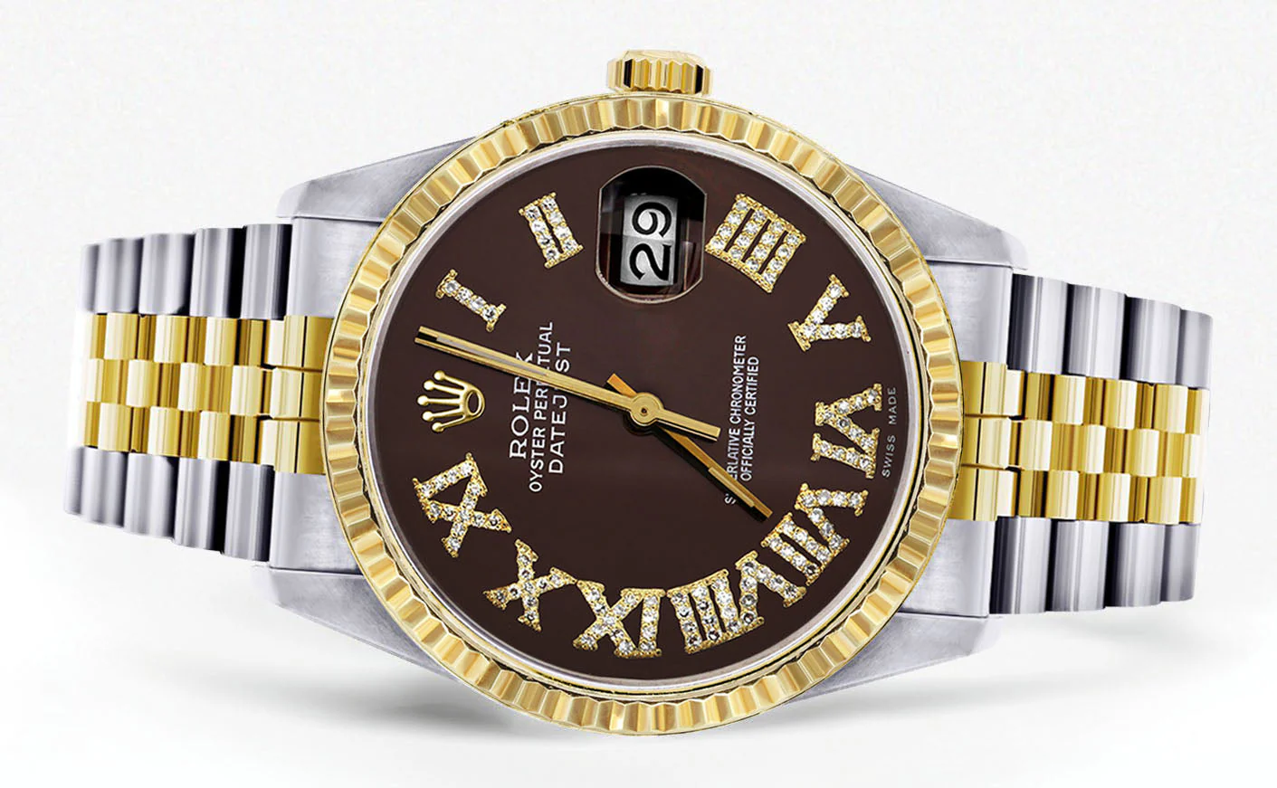 Womens Rolex Datejust Watch 16233 Two Tone | 36Mm | Chocolate Roman Dial | Fluted Bezel | Jubilee Band - Image 2