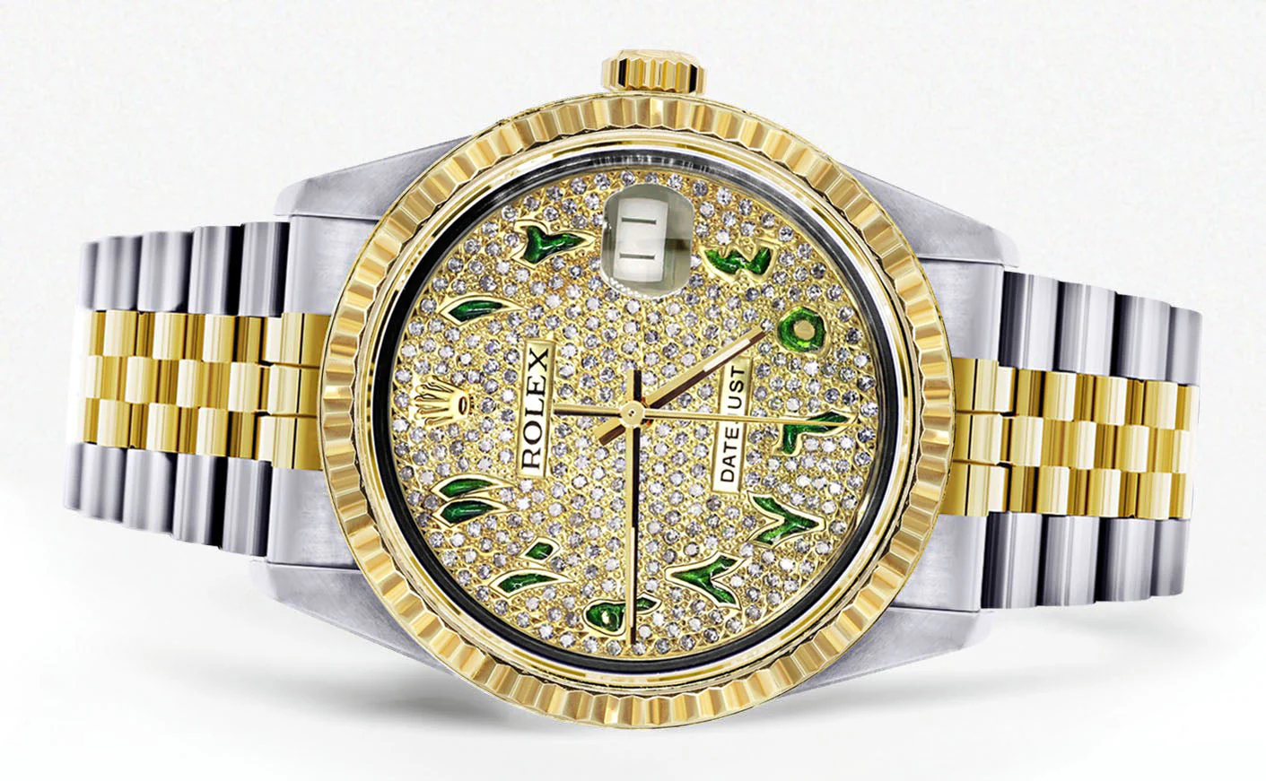 Womens Rolex Datejust Watch 16233 Two Tone | 36Mm | Diamond Green Arabic Numeral | Fluted Bezel | Jubilee Band - Image 2