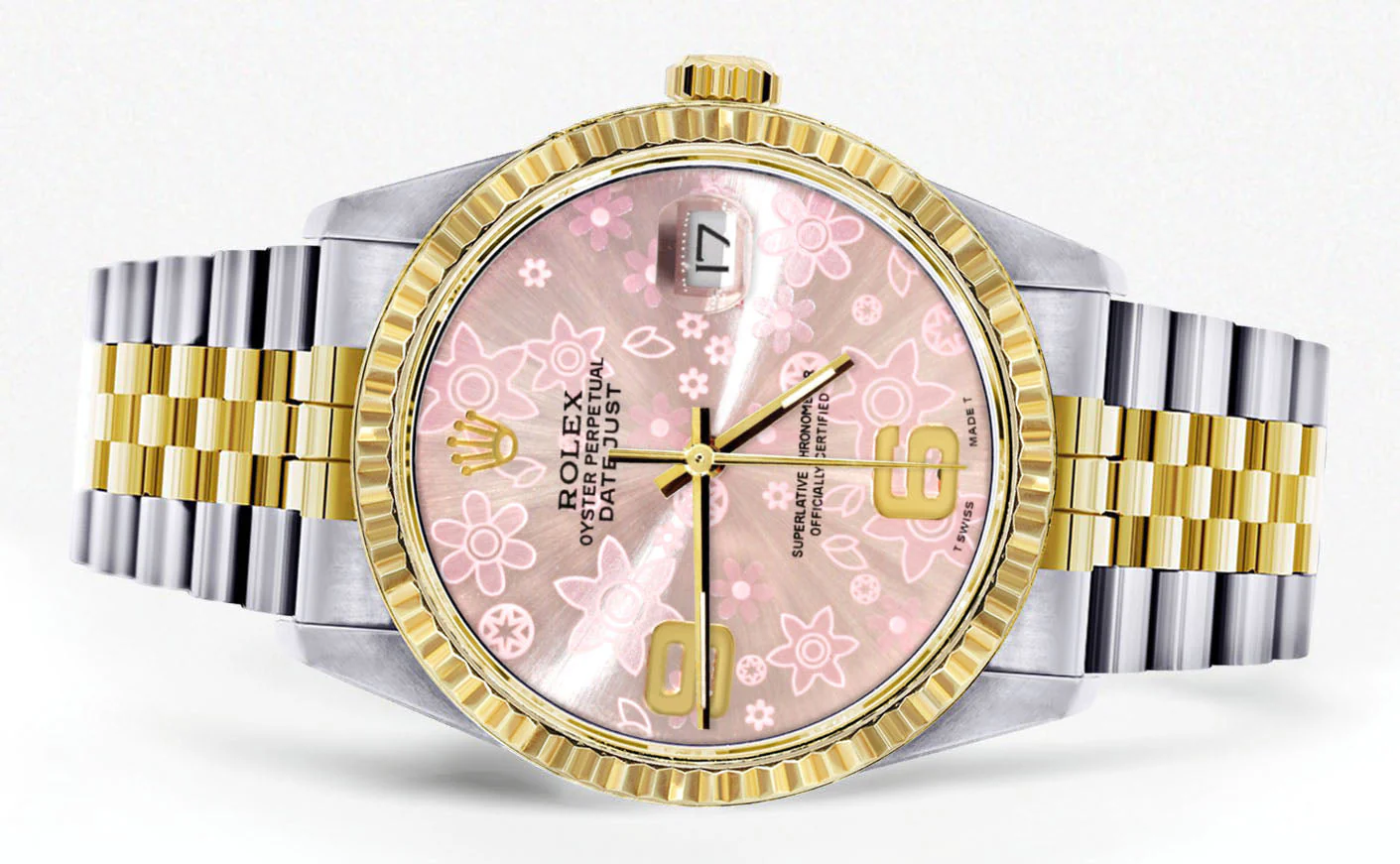 Womens Rolex Datejust Watch 16233 Two Tone | 36Mm | Pink Flower Dial | Fluted Bezel | Jubilee Band - Image 2