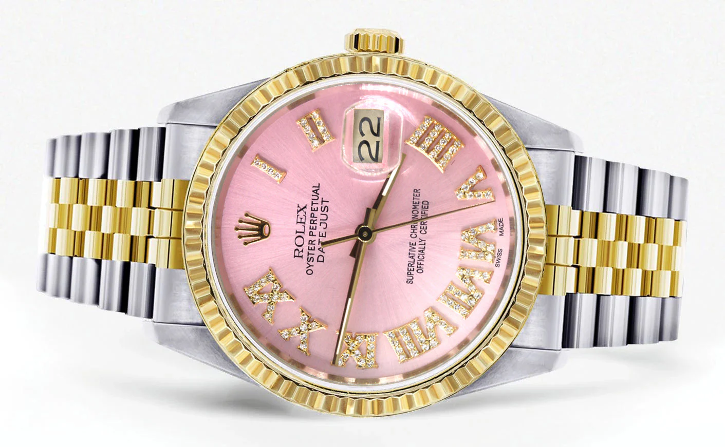 Womens Rolex Datejust Watch 16233 Two Tone | 36Mm | Pink Roman Dial | Fluted Bezel | Jubilee Band - Image 2