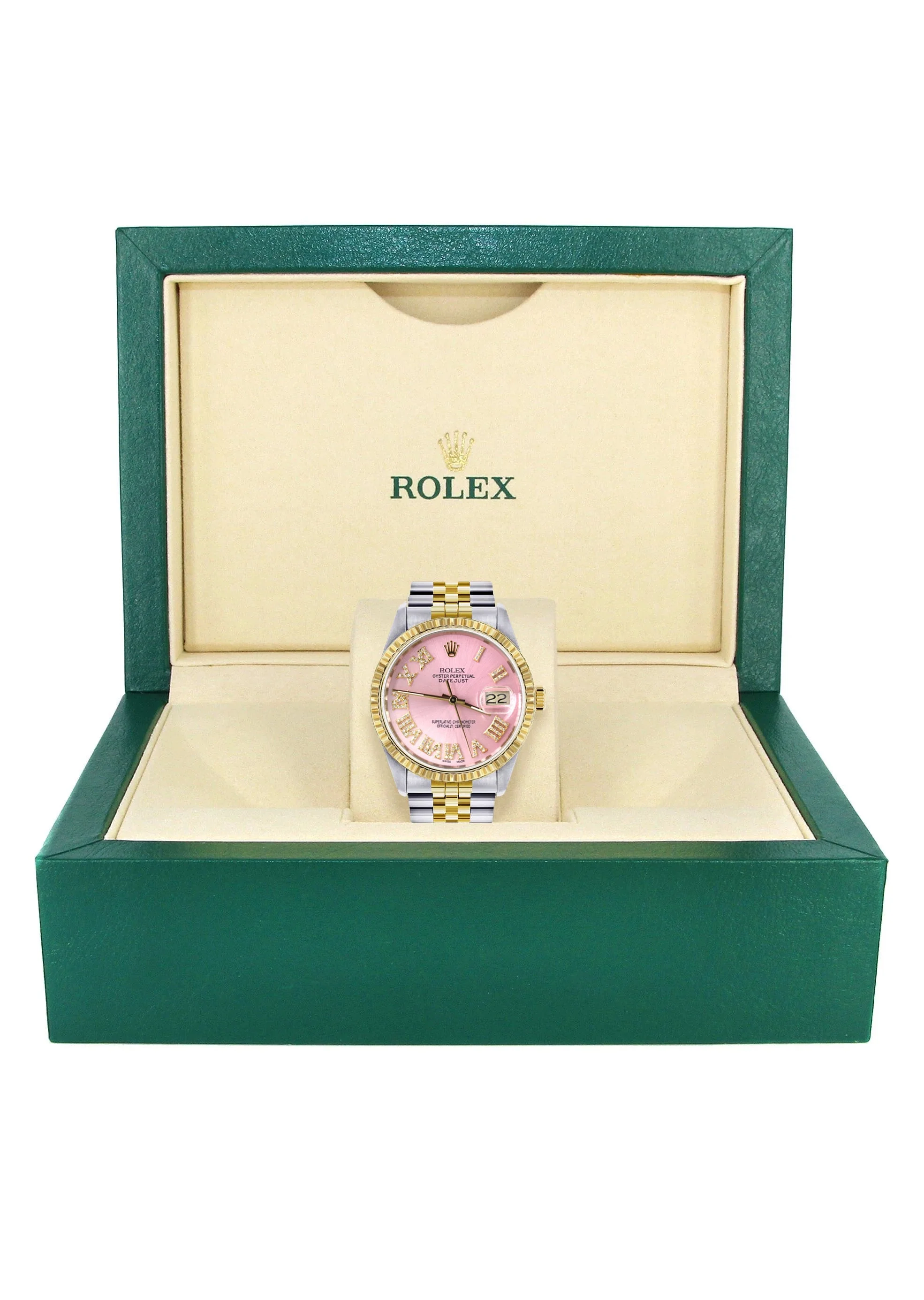 Womens Rolex Datejust Watch 16233 Two Tone | 36Mm | Pink Roman Dial | Fluted Bezel | Jubilee Band - Image 5