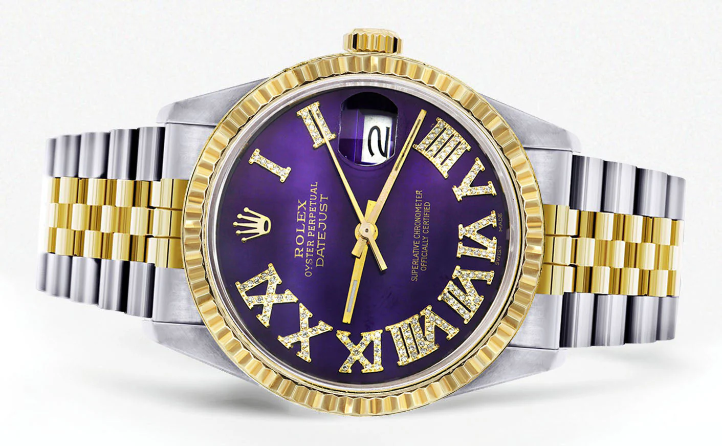 Womens Rolex Datejust Watch 16233 Two Tone | 36Mm | Purple Roman Numeral | Fluted Bezel | Jubilee Band - Image 2