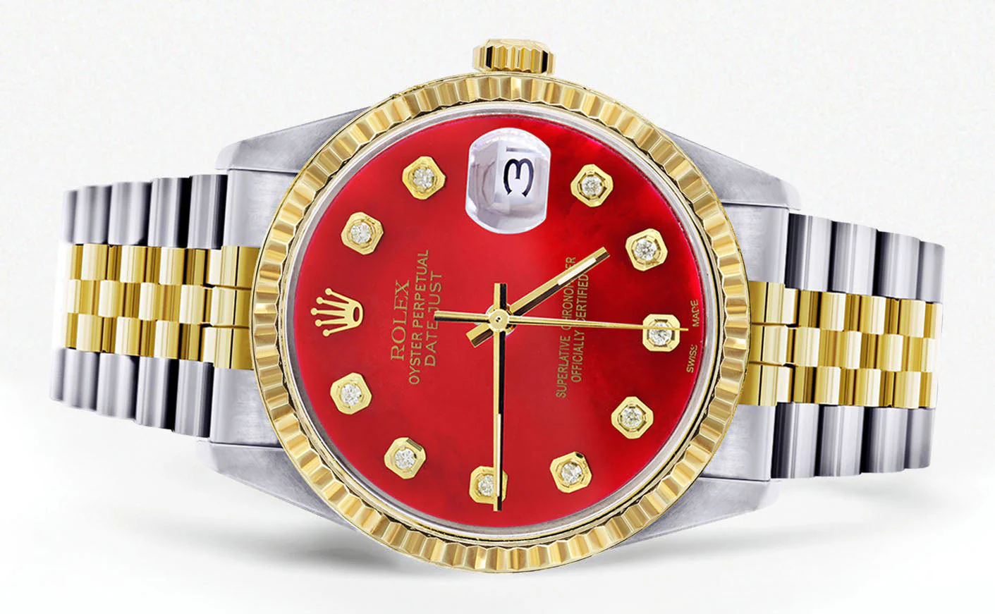 Womens Rolex Datejust Watch 16233 Two Tone | 36Mm | Red Dial | Fluted Bezel | Jubilee Band - Image 2