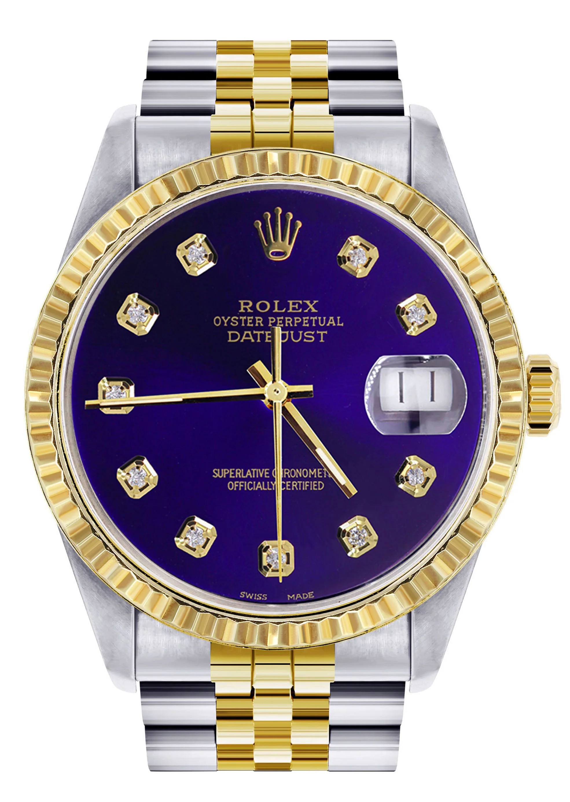 Womens Rolex Datejust Watch 16233 Two Tone | 36Mm | Violet Dial | Fluted Bezel | Jubilee Band