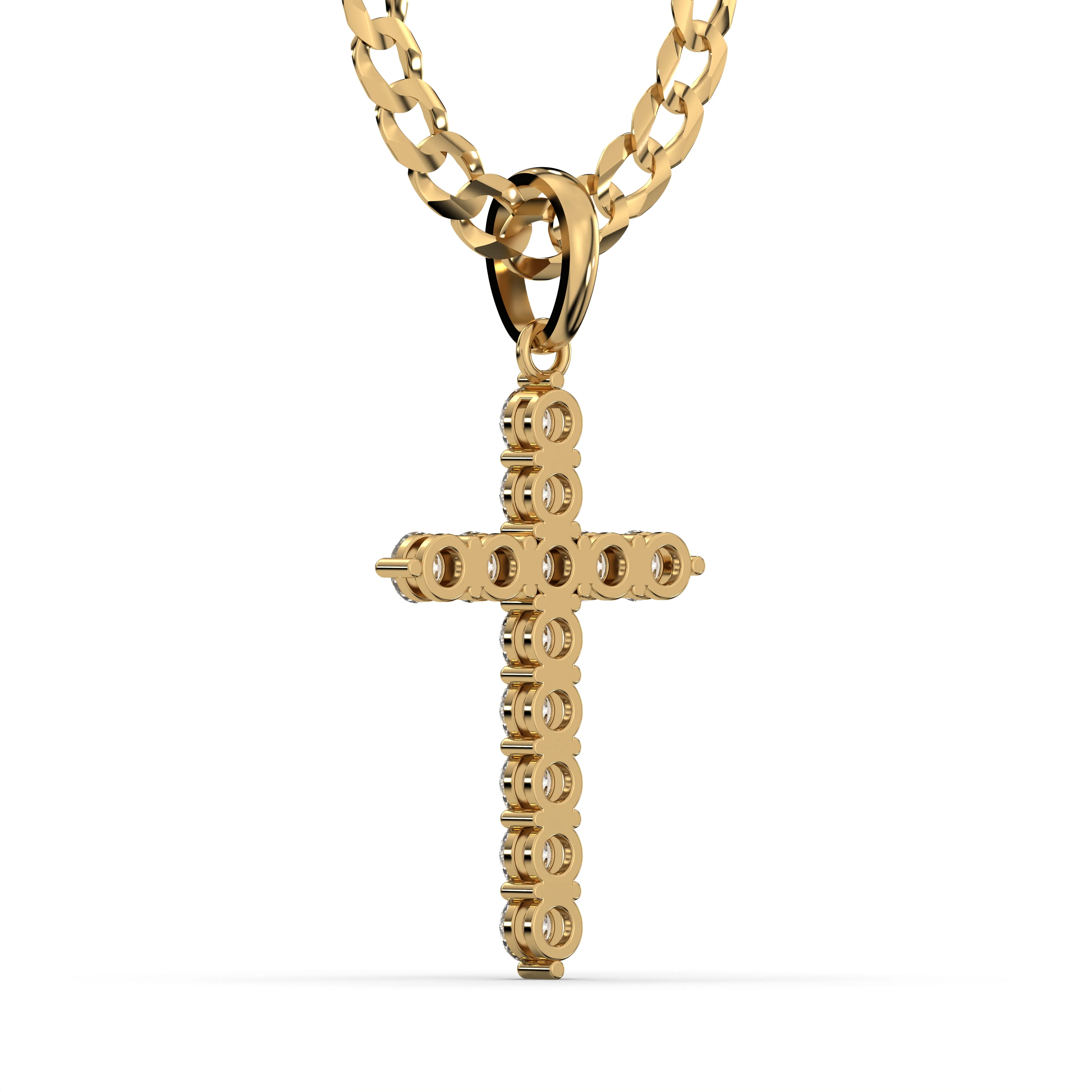 Men's VVS Lab Diamond Customizable Yellow Gold Cross Necklace Pendant - Image 4