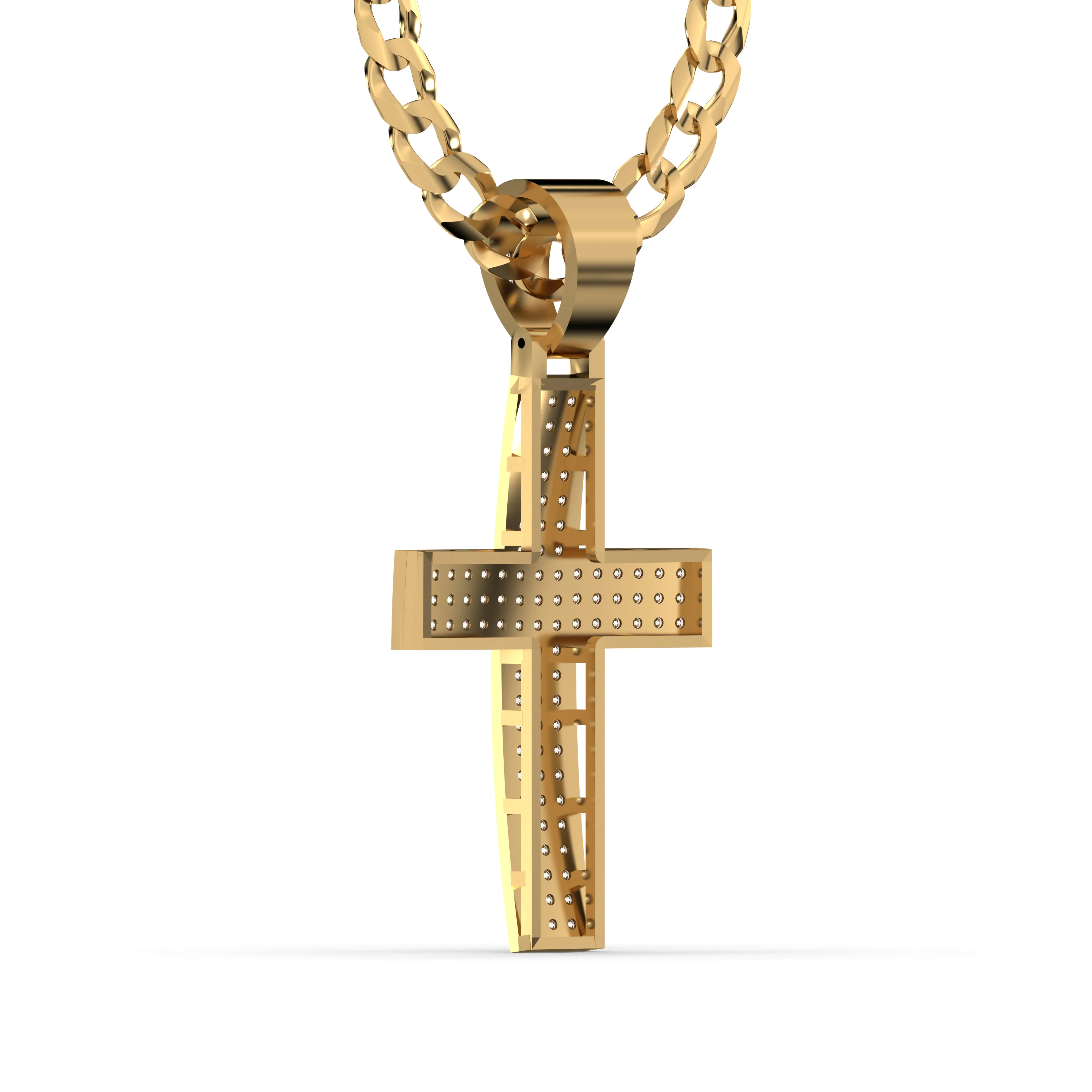 Men's VVS Lab Diamond Customizable Yellow Gold Cross Necklace Pendant - Image 4