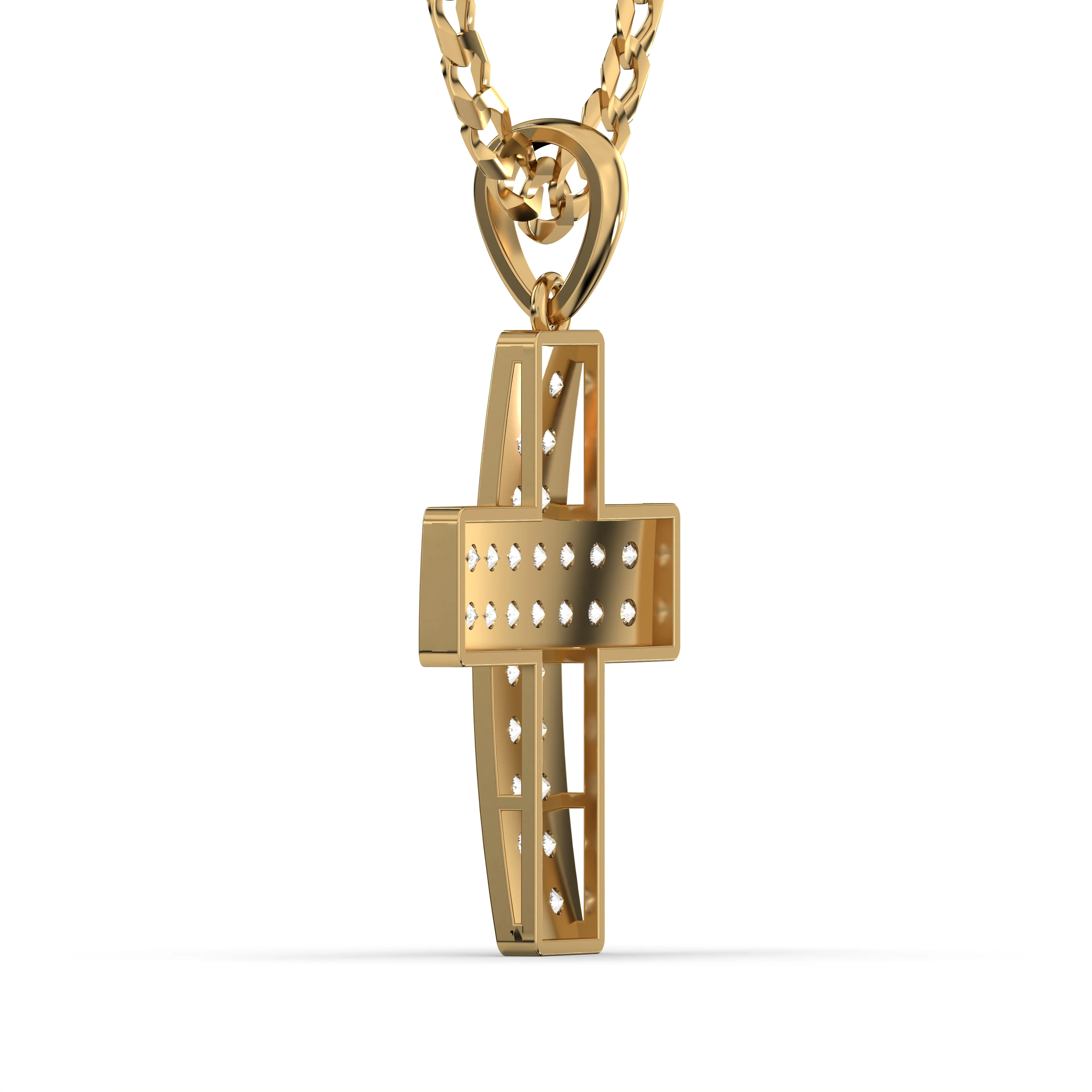 Men's VVS Lab Diamond Customizable Yellow Gold Cross Necklace Pendant - Image 4