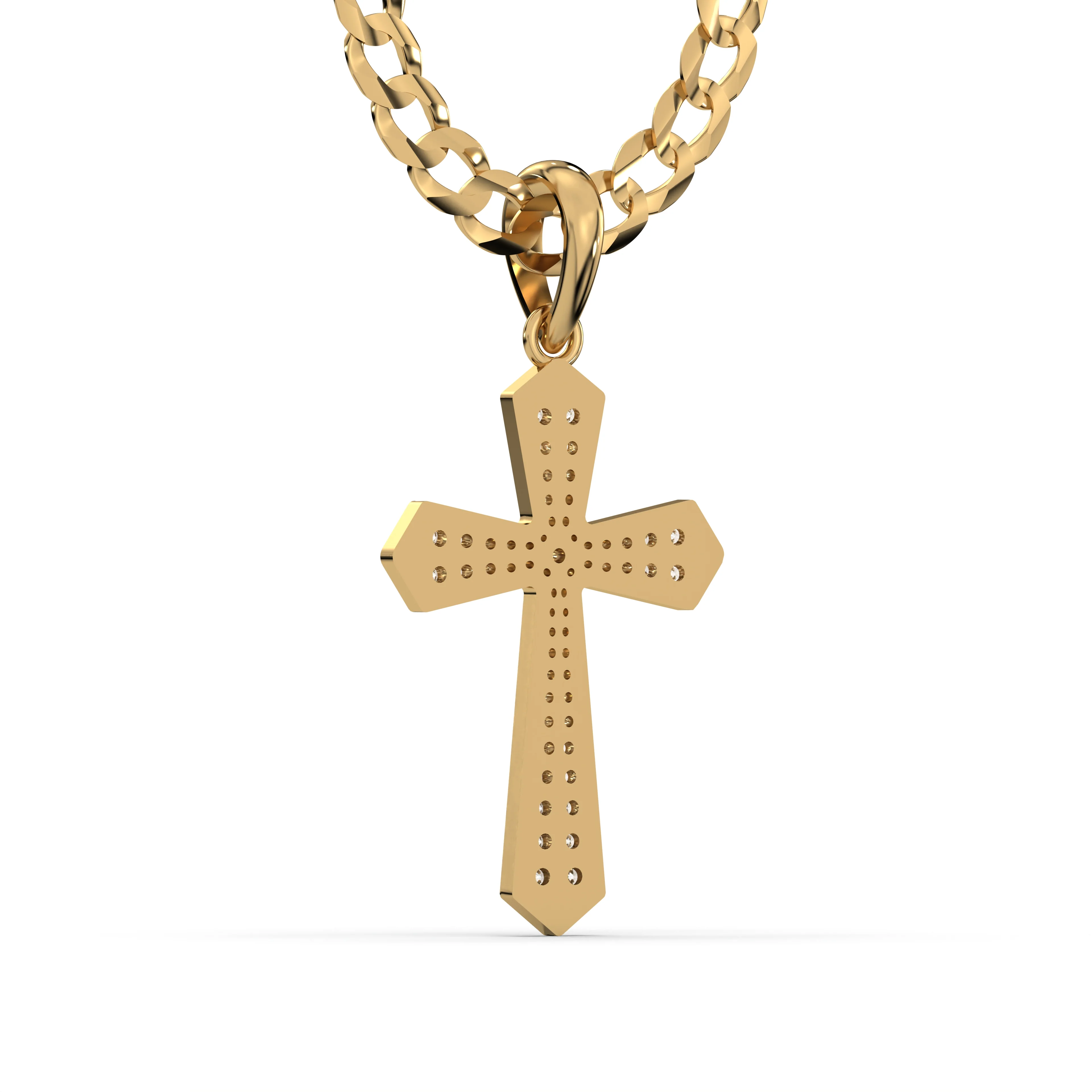 Men's VVS Lab Diamond Customizable Yellow Gold Cross Necklace Pendant - Image 4