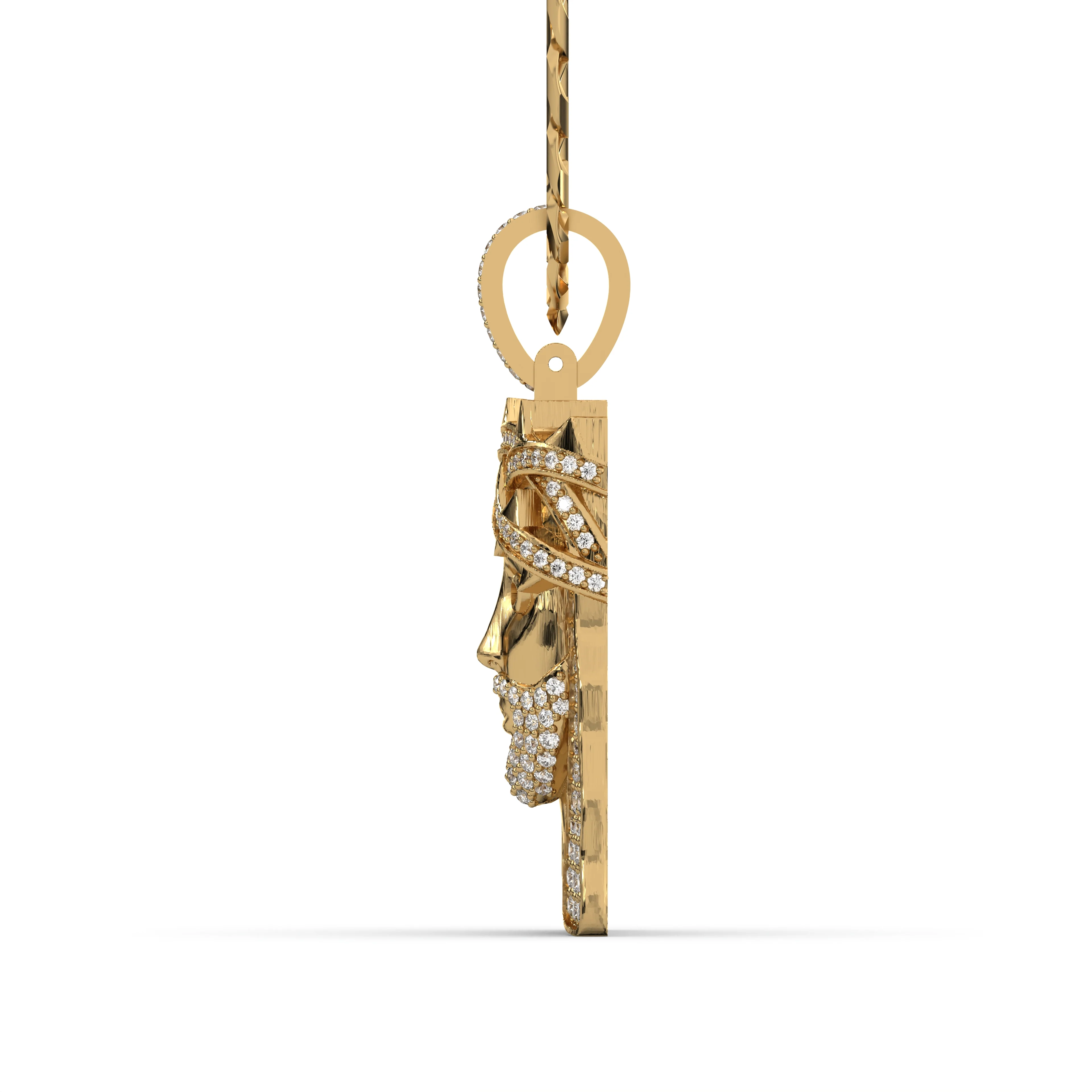 Men's Yellow Gold VVS Lab Grown Diamond Customizable Jesus Necklace Pendant - Image 3