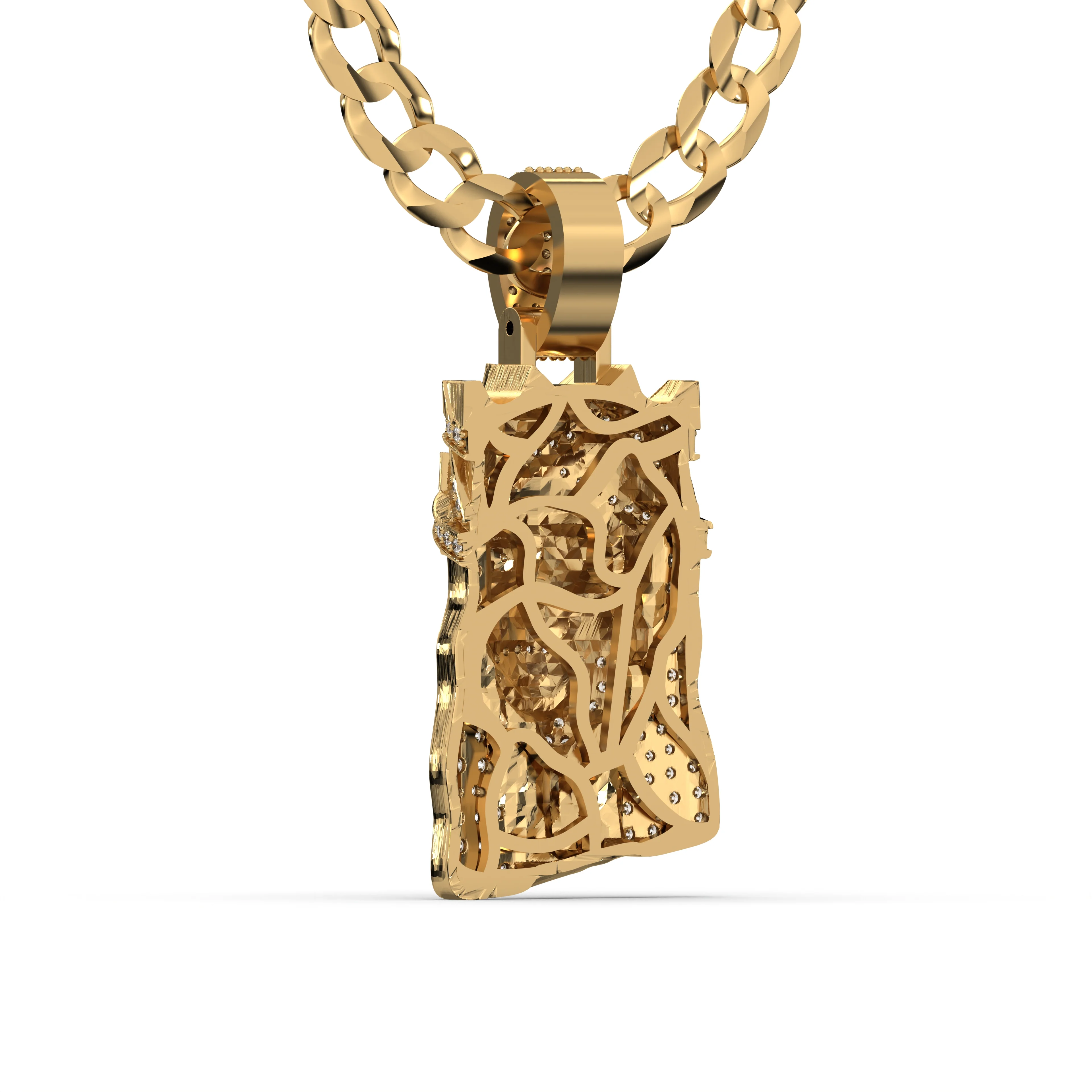 Men's Yellow Gold VVS Lab Grown Diamond Customizable Jesus Necklace Pendant - Image 4