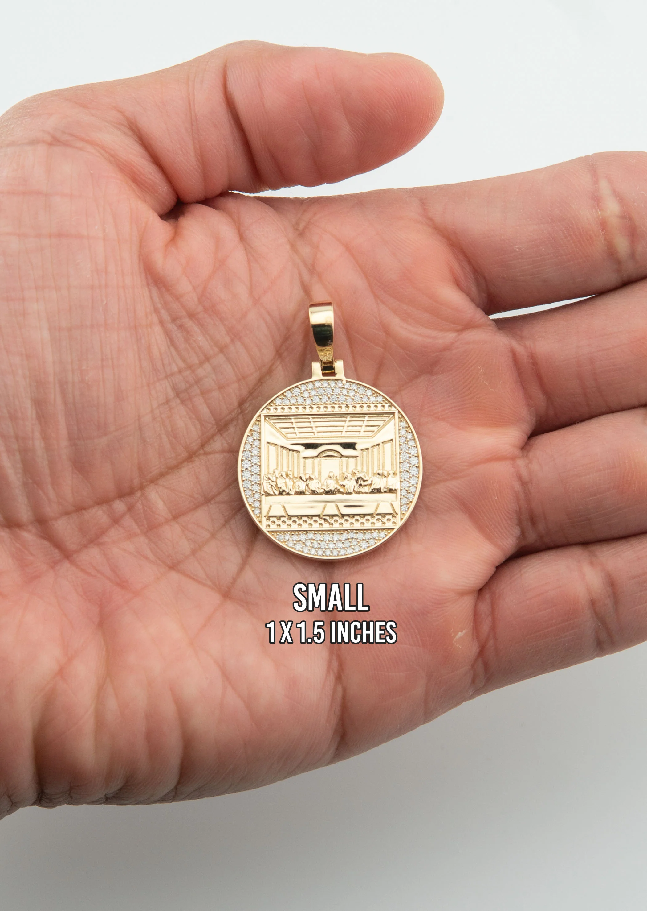 Men's VVS Lab Diamond Customizable Yellow Gold Last Supper Necklace Pendant - Image 5