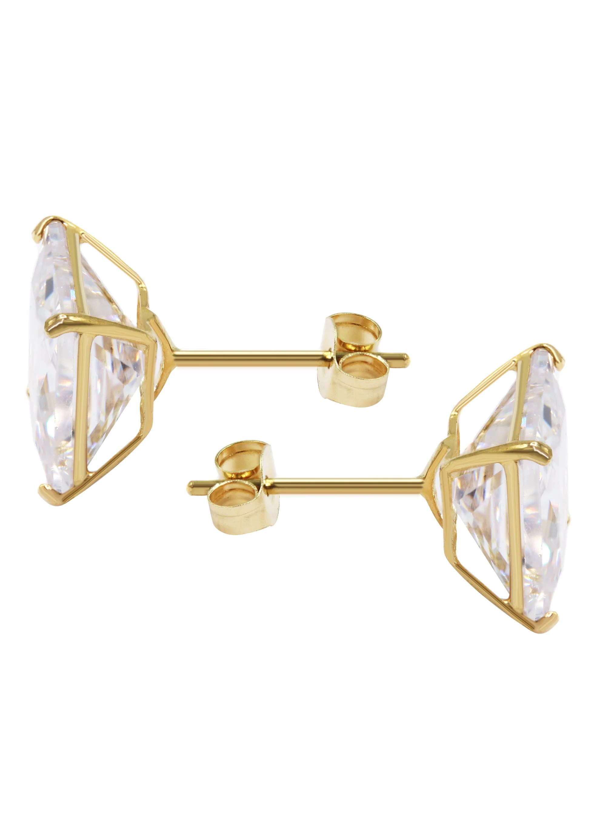 Gold Push Backing Square Stud Earrings - Image 2