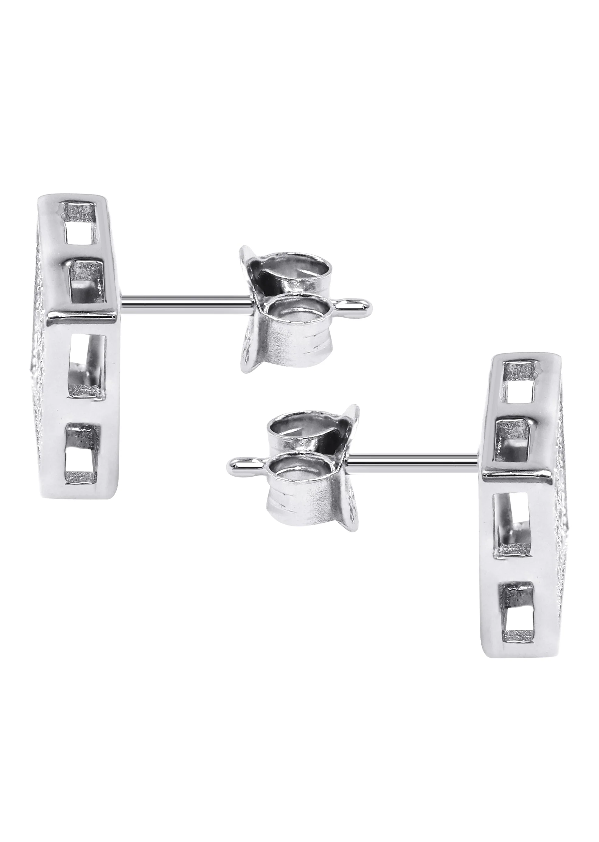 Silver Micro Pave Clear Square CZ Stud Earrings | Appx. 2.1 Grams - Image 2