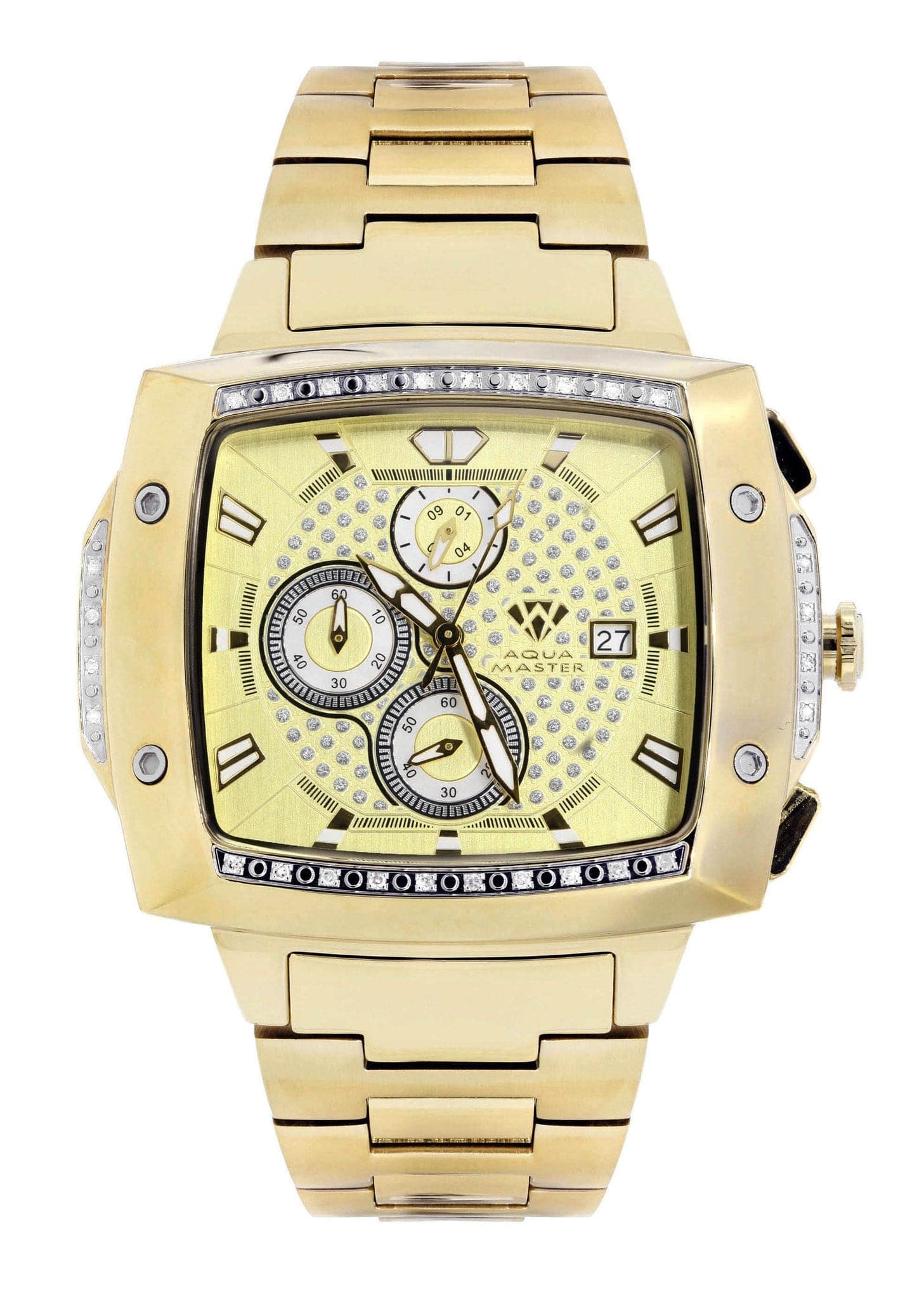 Mens Yellow Gold Tone Diamond Watch | Appx. 0.28 Carats