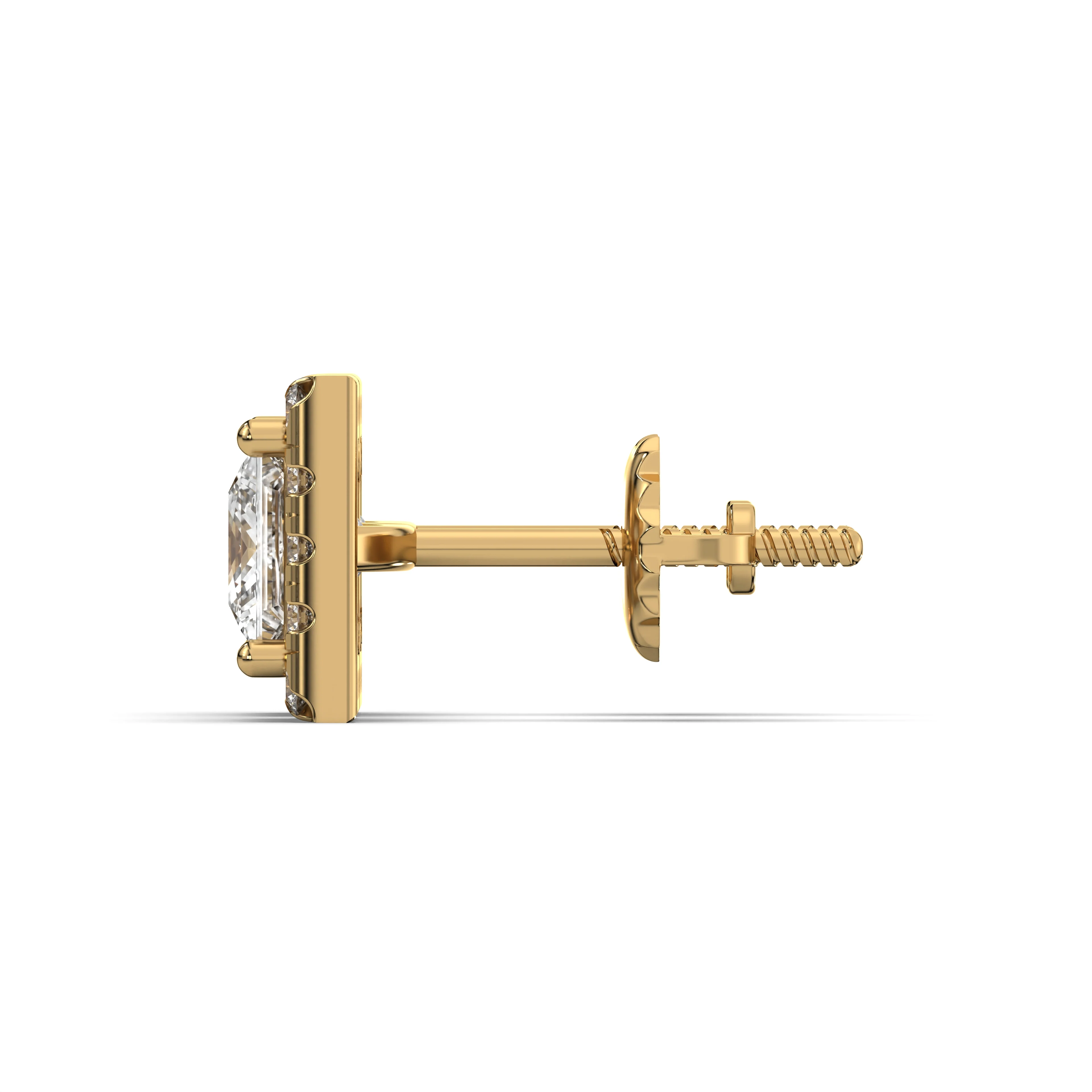 Men's Jewelry - VVS Lab Diamond Halo Princess Stud Earrings For Men | 14K Gold - Image 3