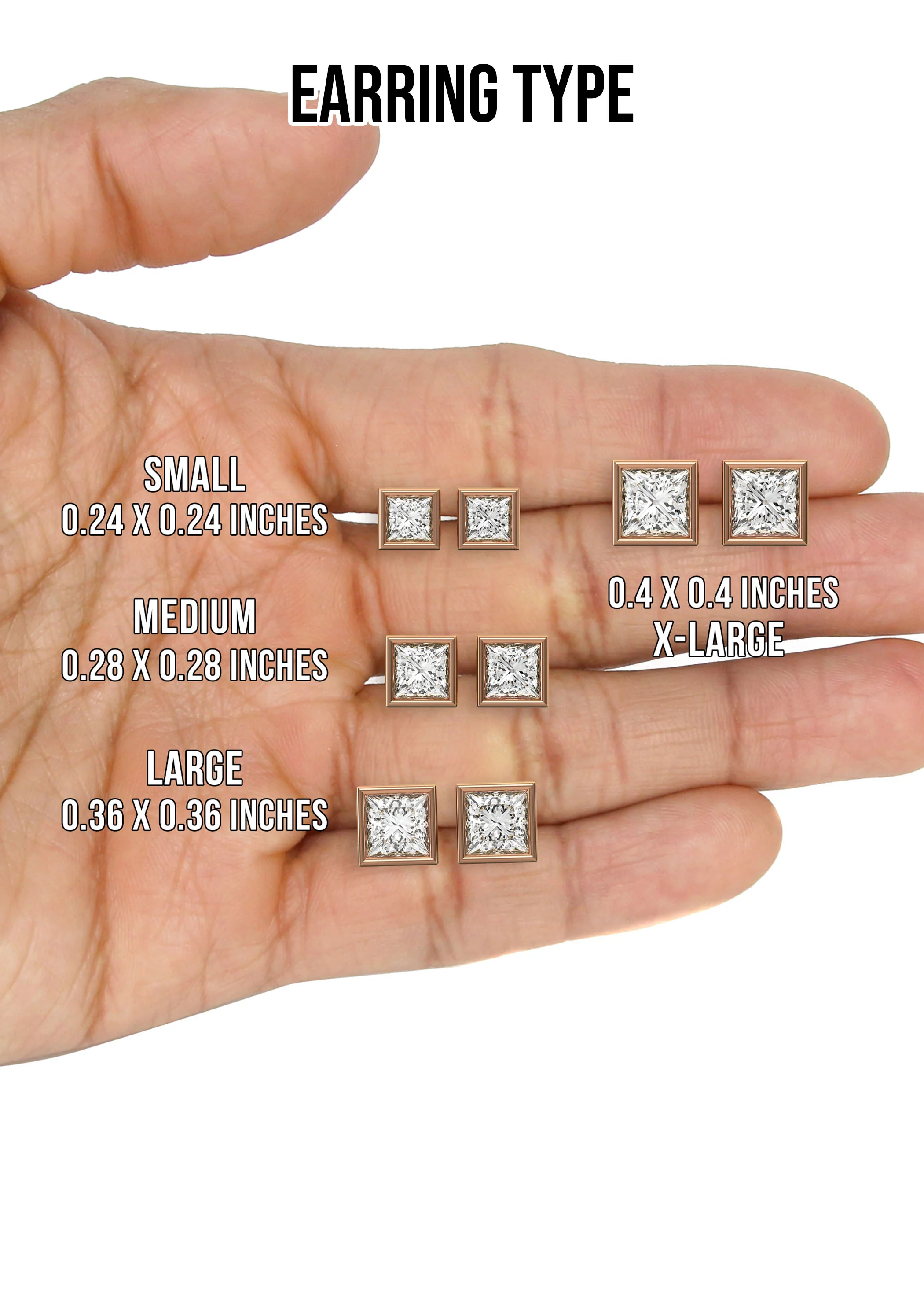 Men's Jewelry - VVS Lab Diamond Princess Cut Stud Earrings For Men | 14K Rose Gold - Image 5