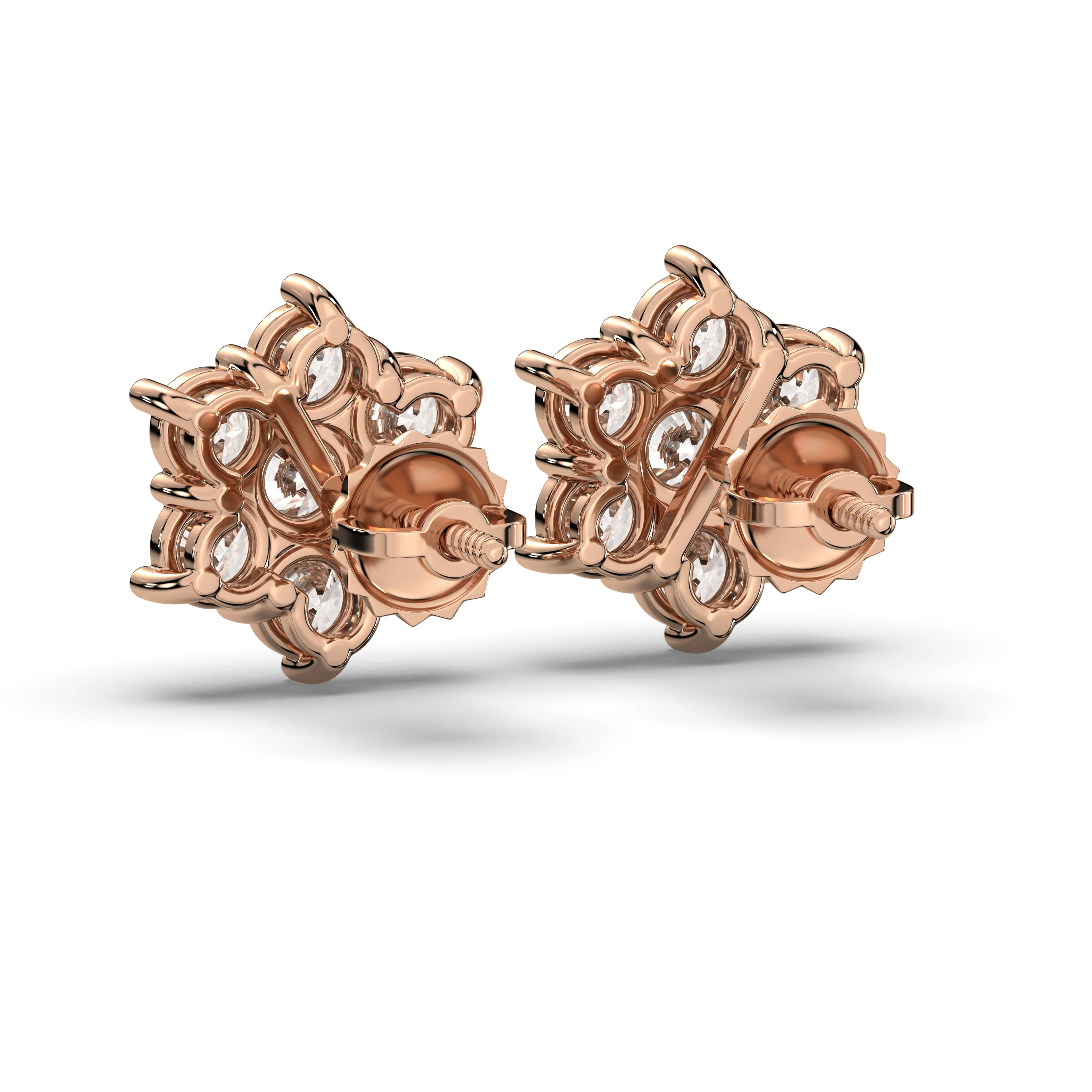 Men's Jewelry - VVS Lab Diamond Cluster Stud Earrings For Men | 14K Rose Gold - Image 4