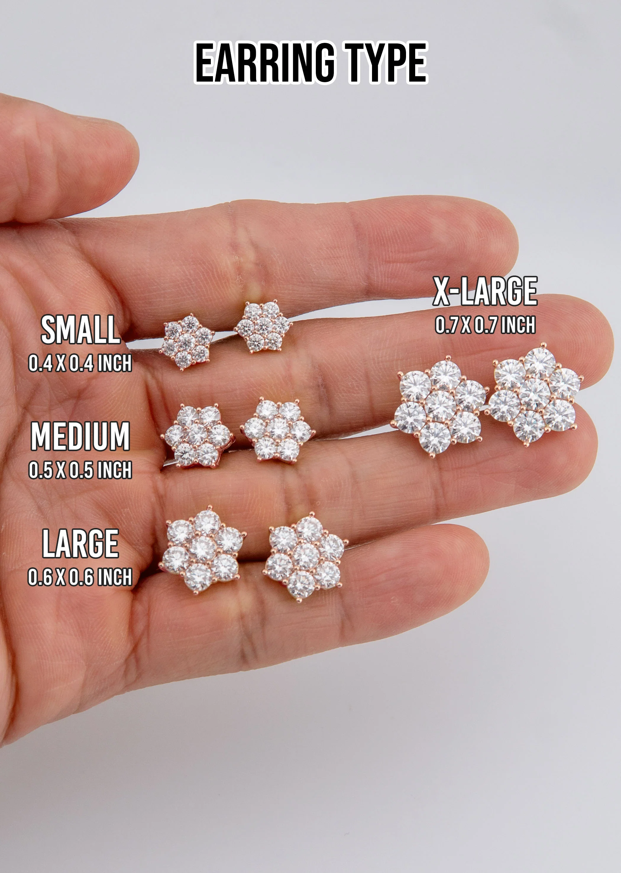 Men's Jewelry - VVS Lab Diamond Cluster Stud Earrings For Men | 14K Rose Gold - Image 5